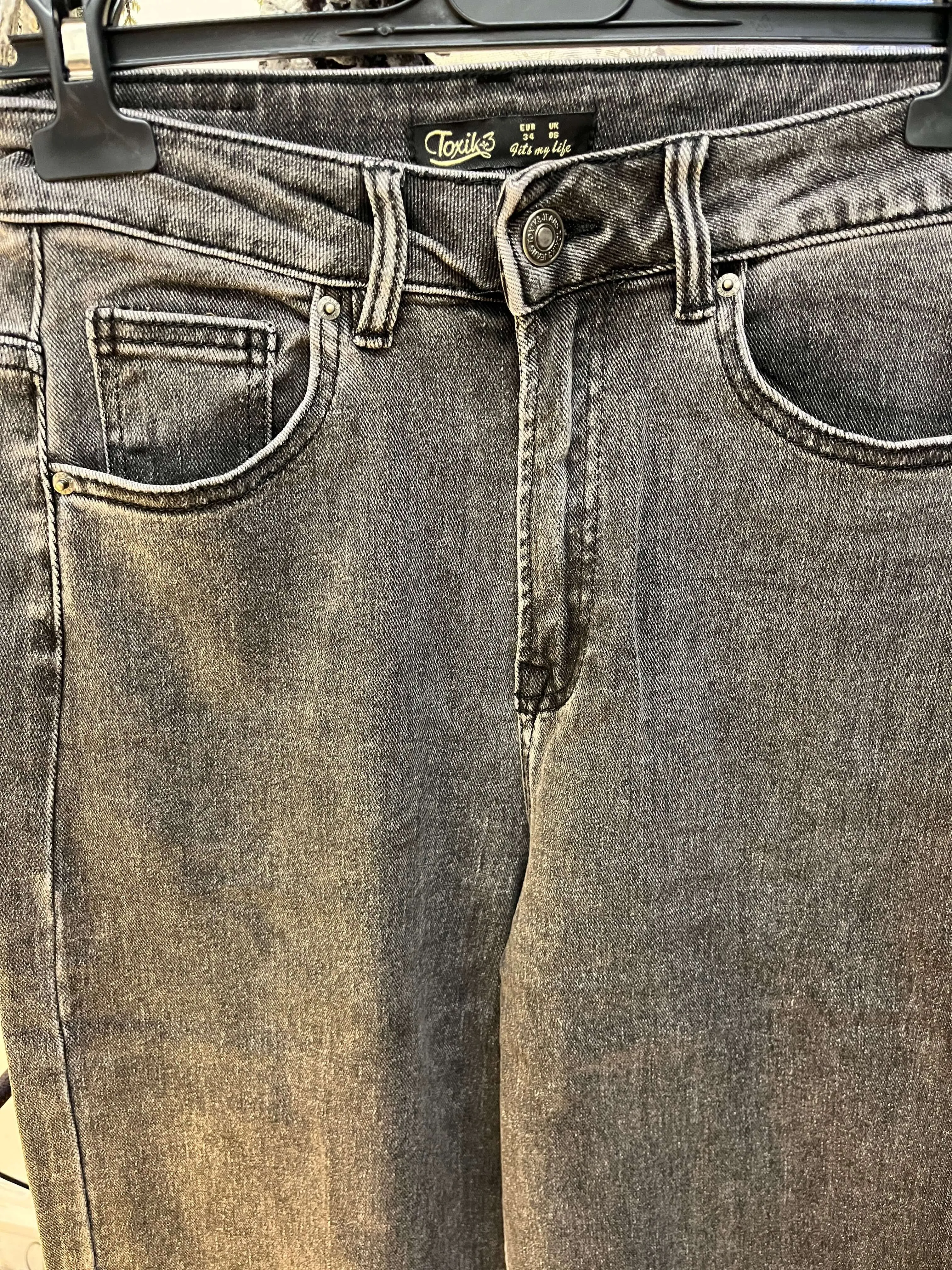 Toxik - Washed Black High Waist Straight Leg Jeans