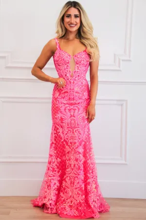 Trinity Sequin Formal Dress: Hot Pink