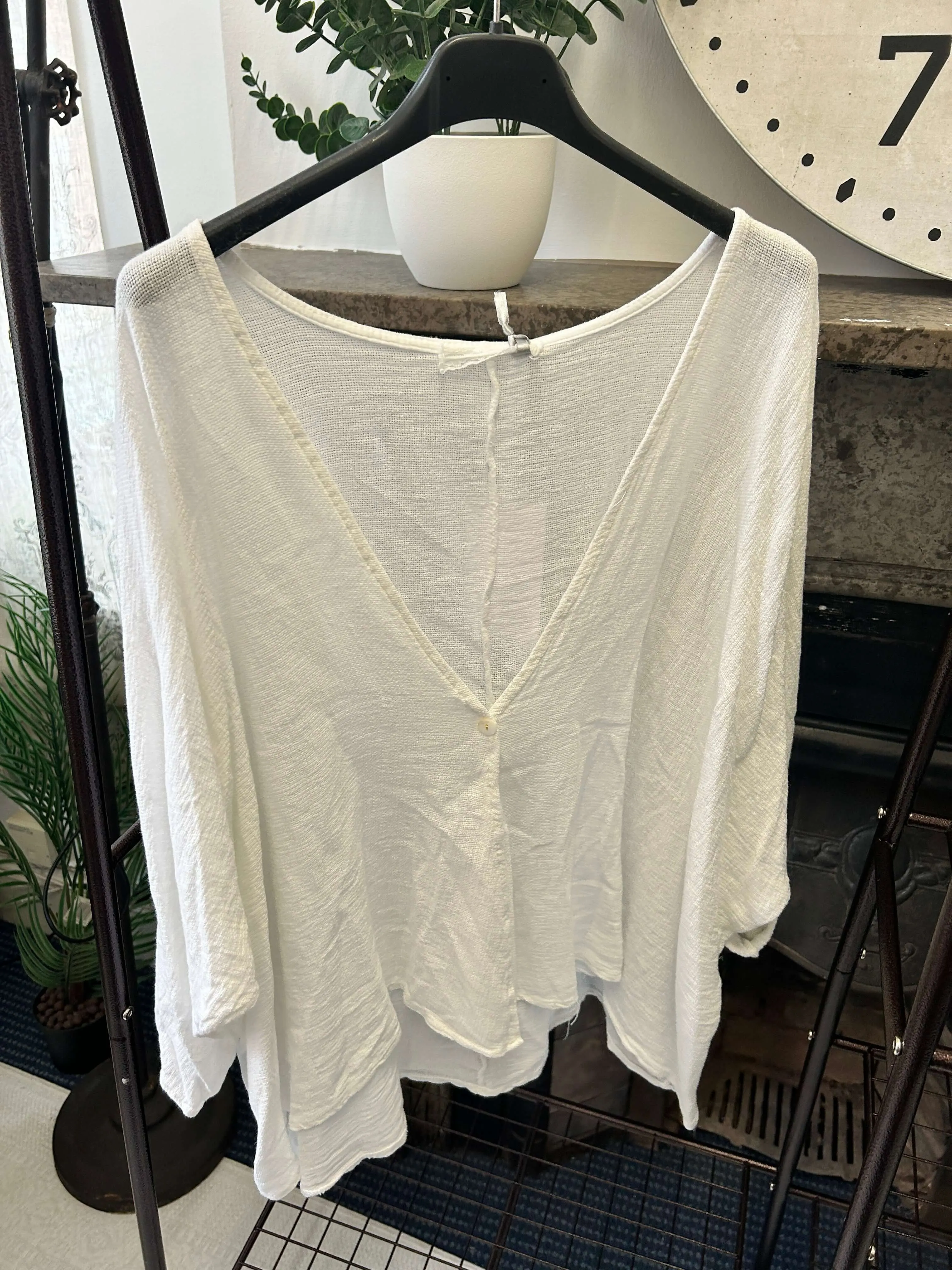 Trisha One Button Linen Top