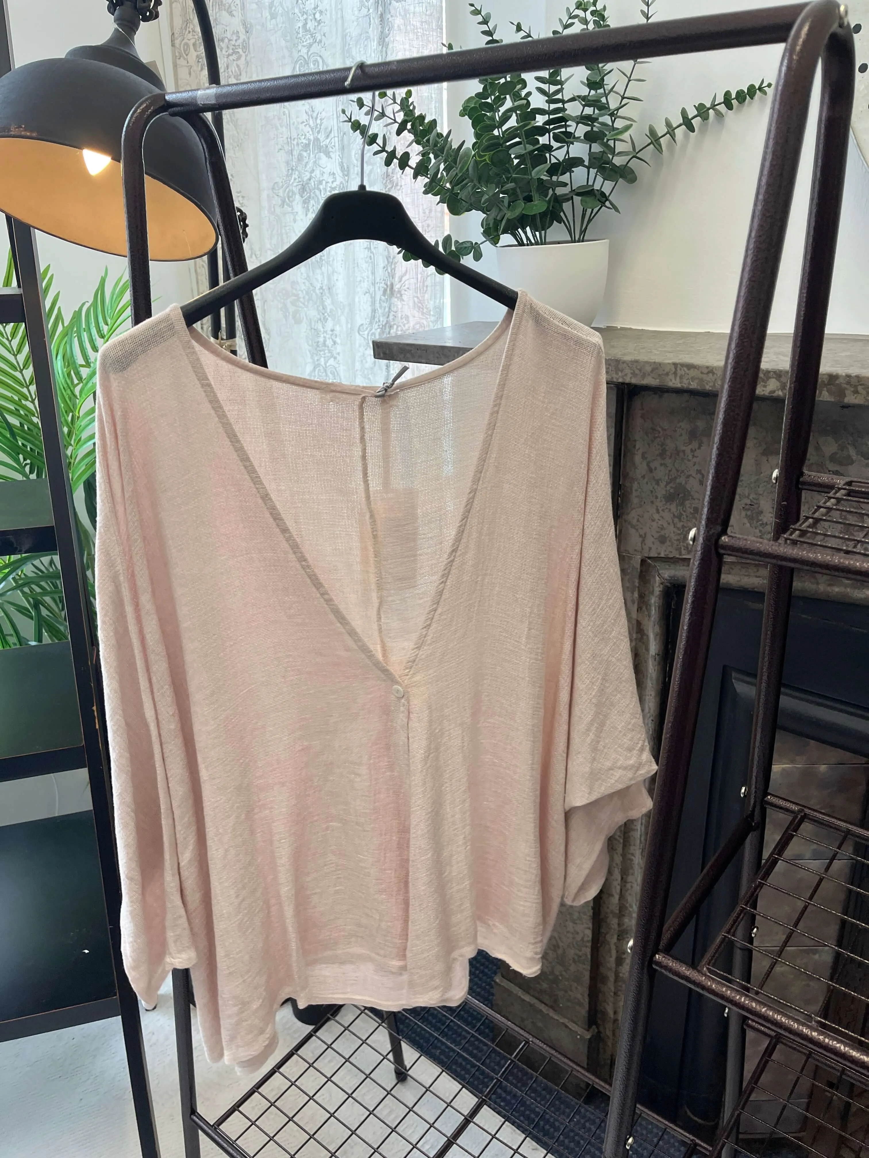 Trisha One Button Linen Top