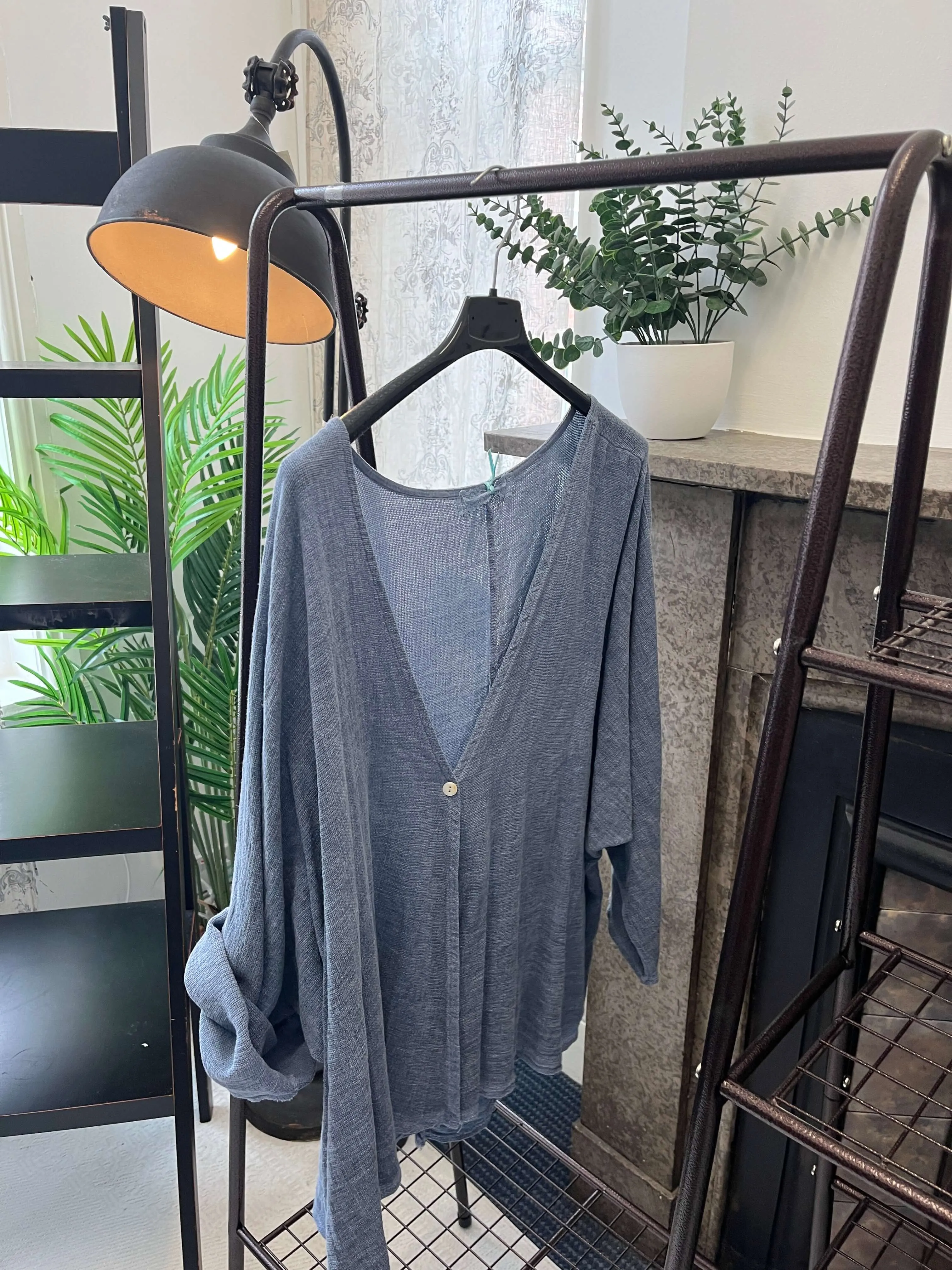 Trisha One Button Linen Top