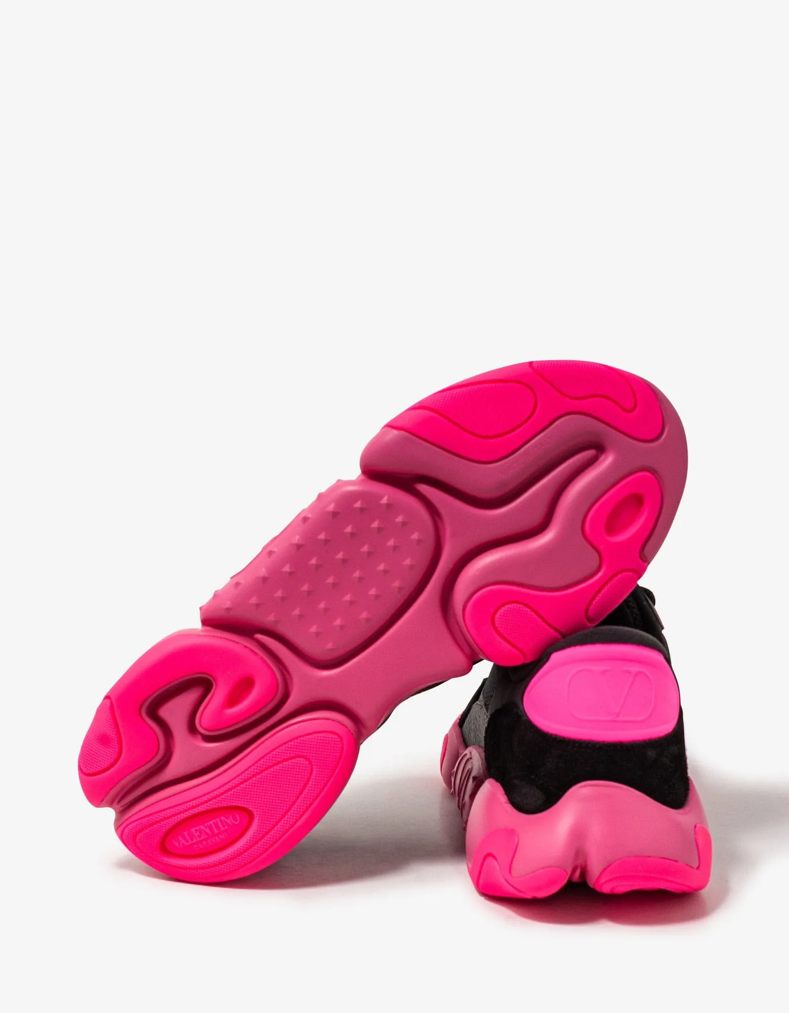 Valentino Black Bubbleback Mesh and Suede Trainers