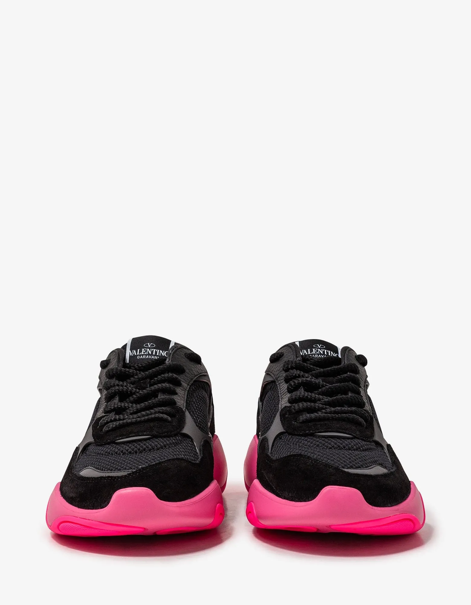 Valentino Black Bubbleback Mesh and Suede Trainers