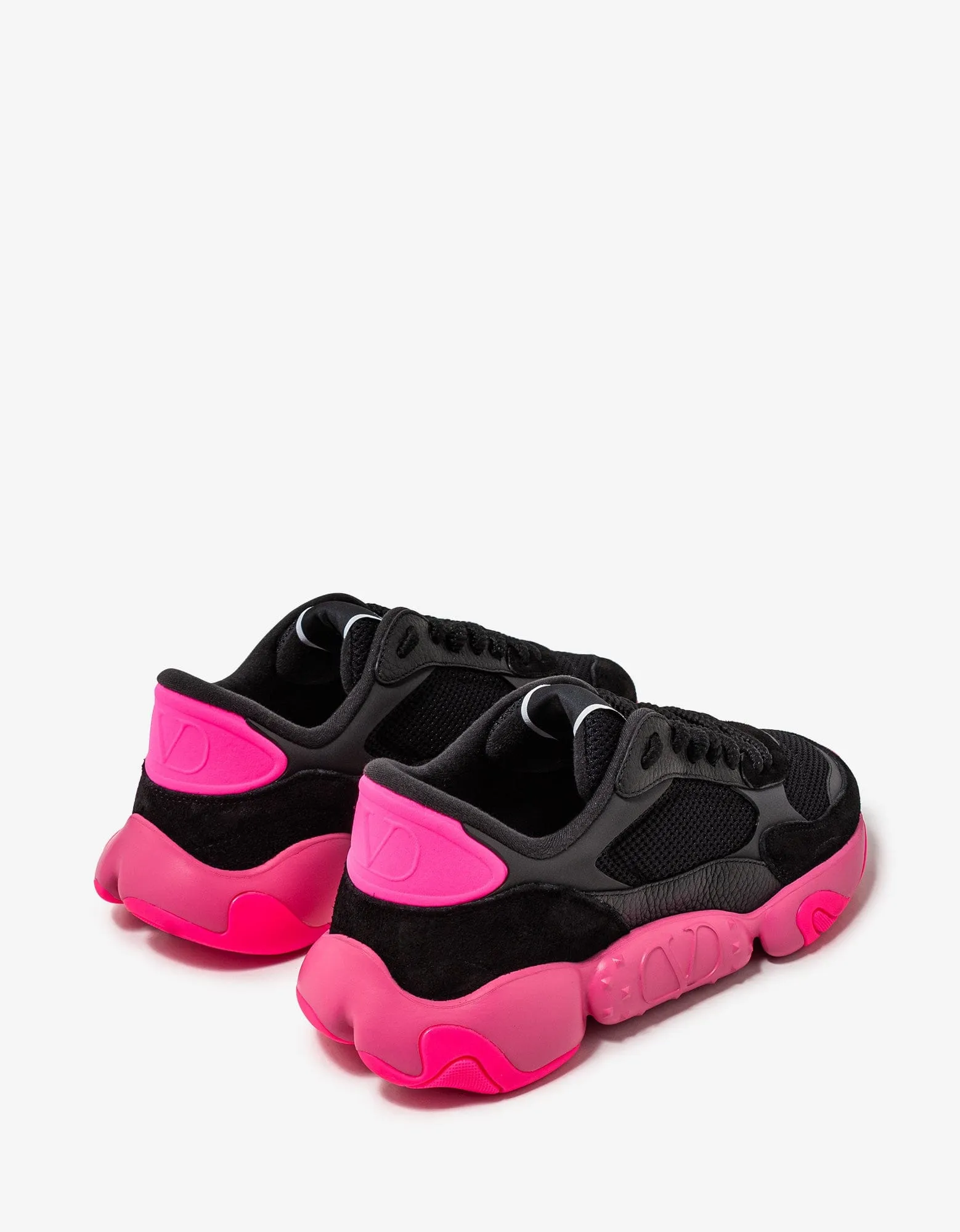 Valentino Black Bubbleback Mesh and Suede Trainers