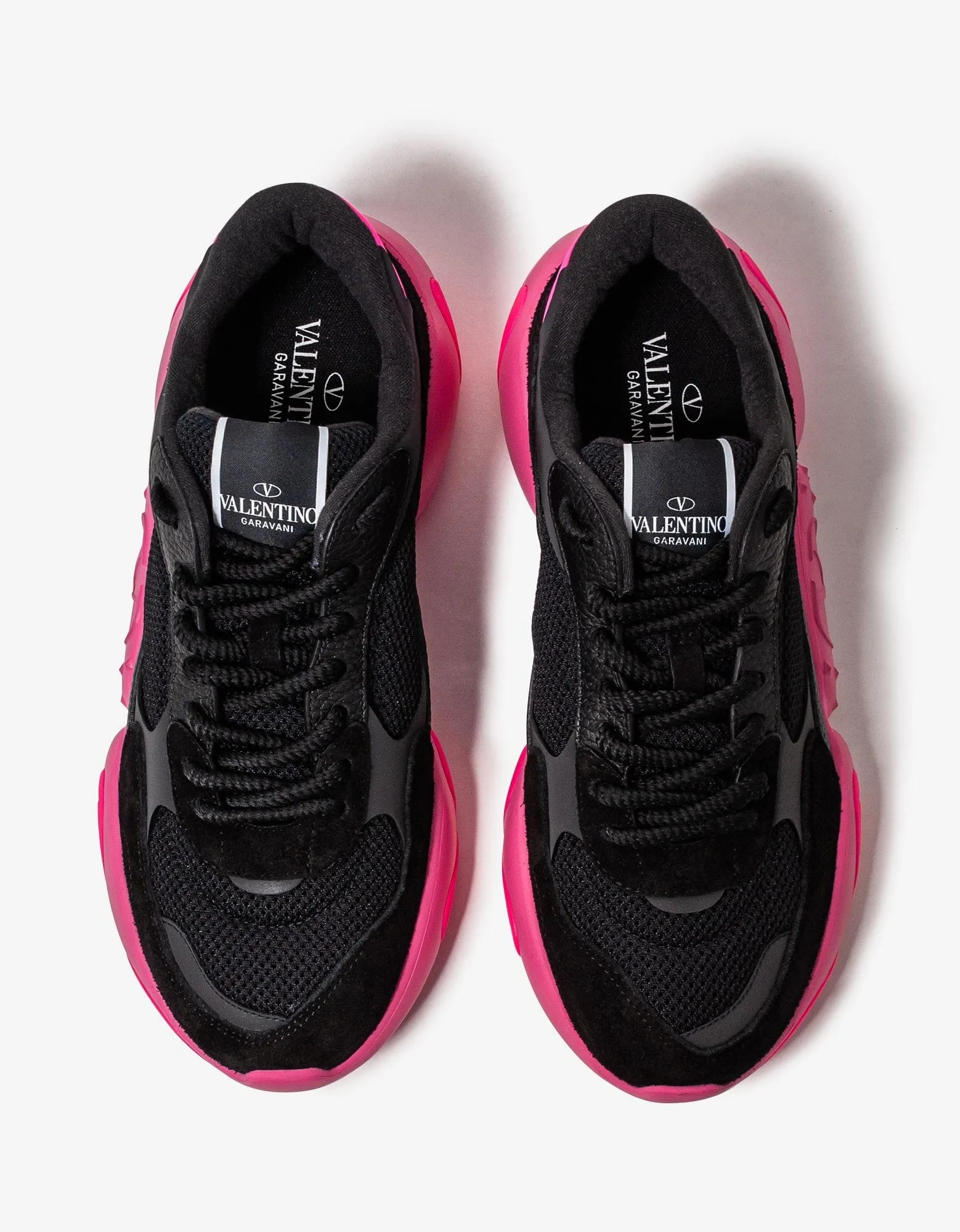 Valentino Black Bubbleback Mesh and Suede Trainers