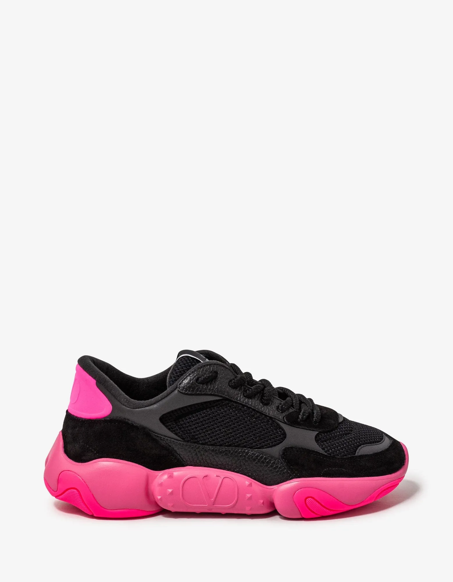 Valentino Black Bubbleback Mesh and Suede Trainers