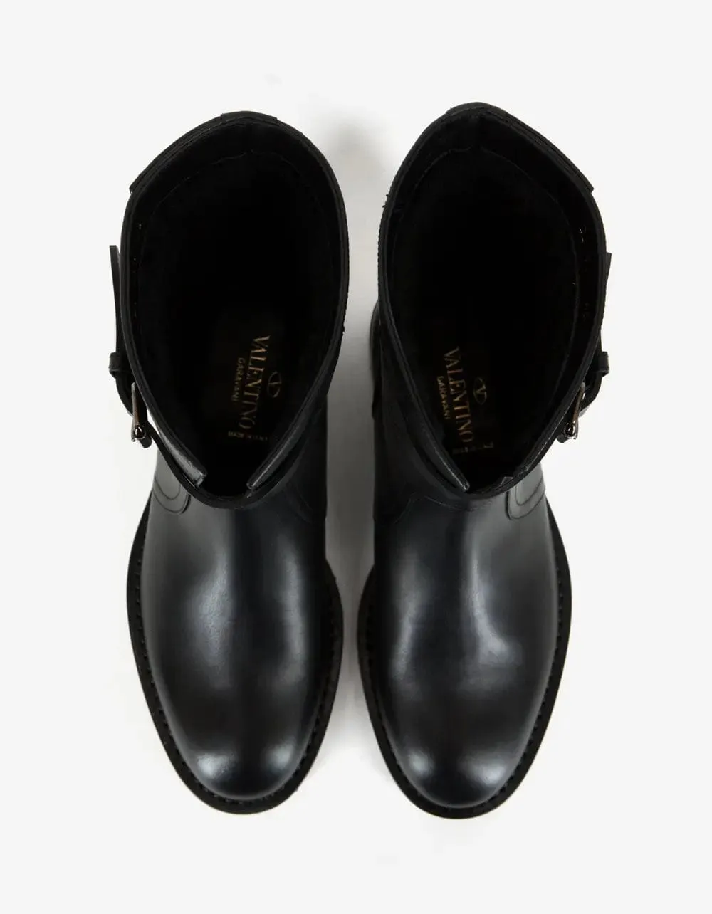 Valentino Black Leather Rockstud Boots