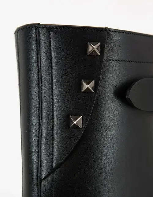 Valentino Black Leather Rockstud Boots