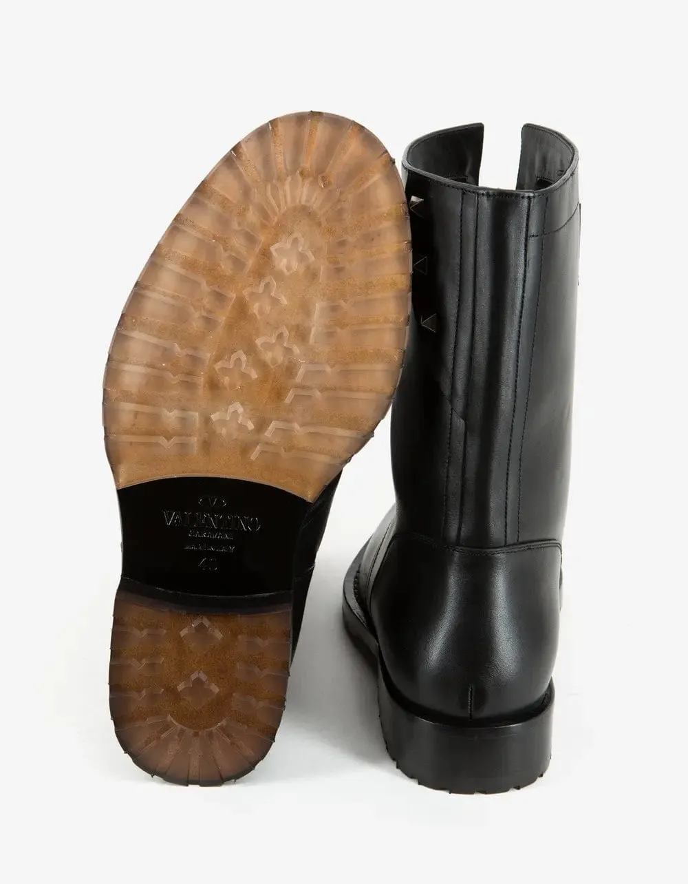 Valentino Black Leather Rockstud Boots