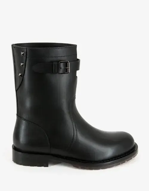 Valentino Black Leather Rockstud Boots