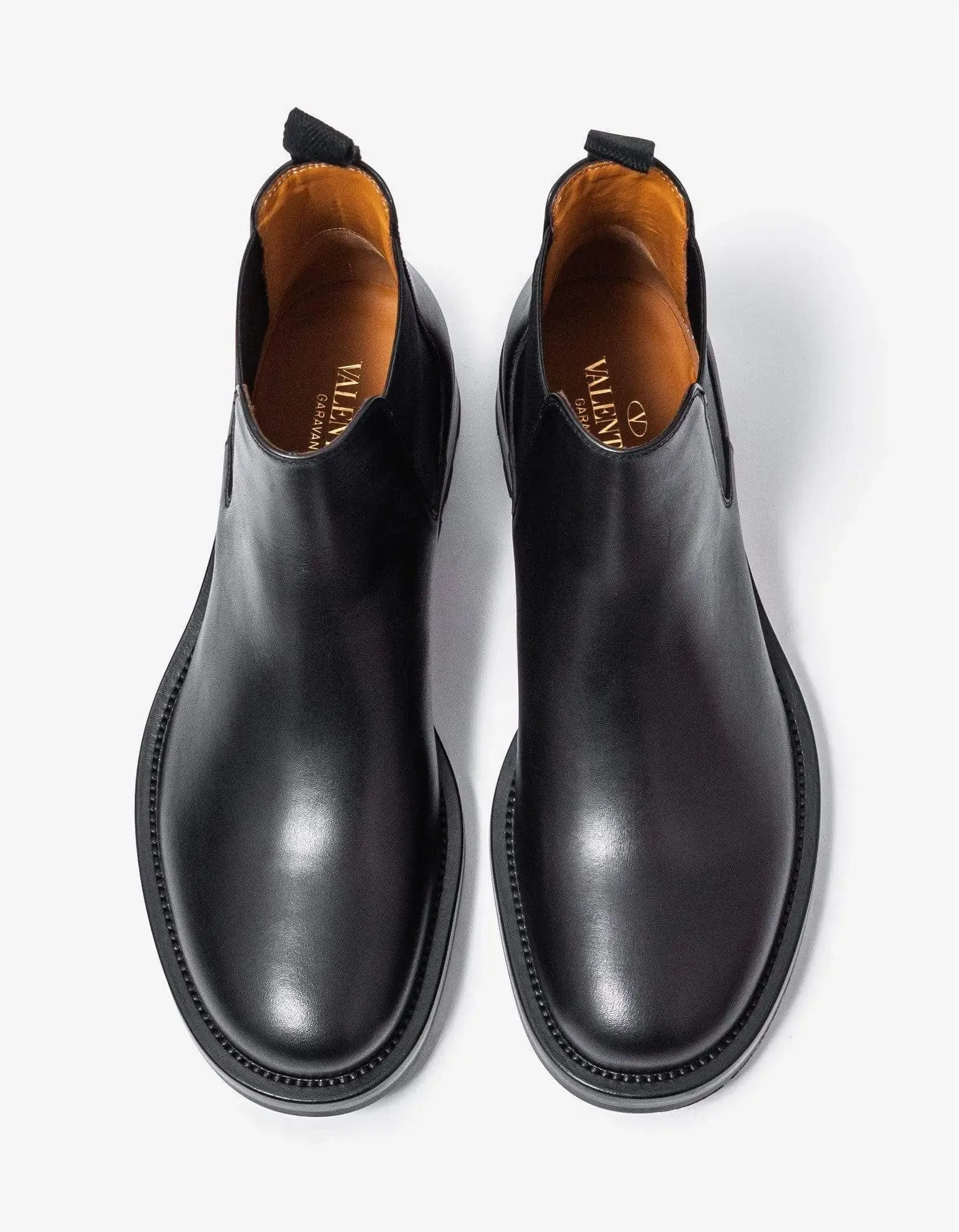 Valentino Black Roman Stud Leather Ankle Boots