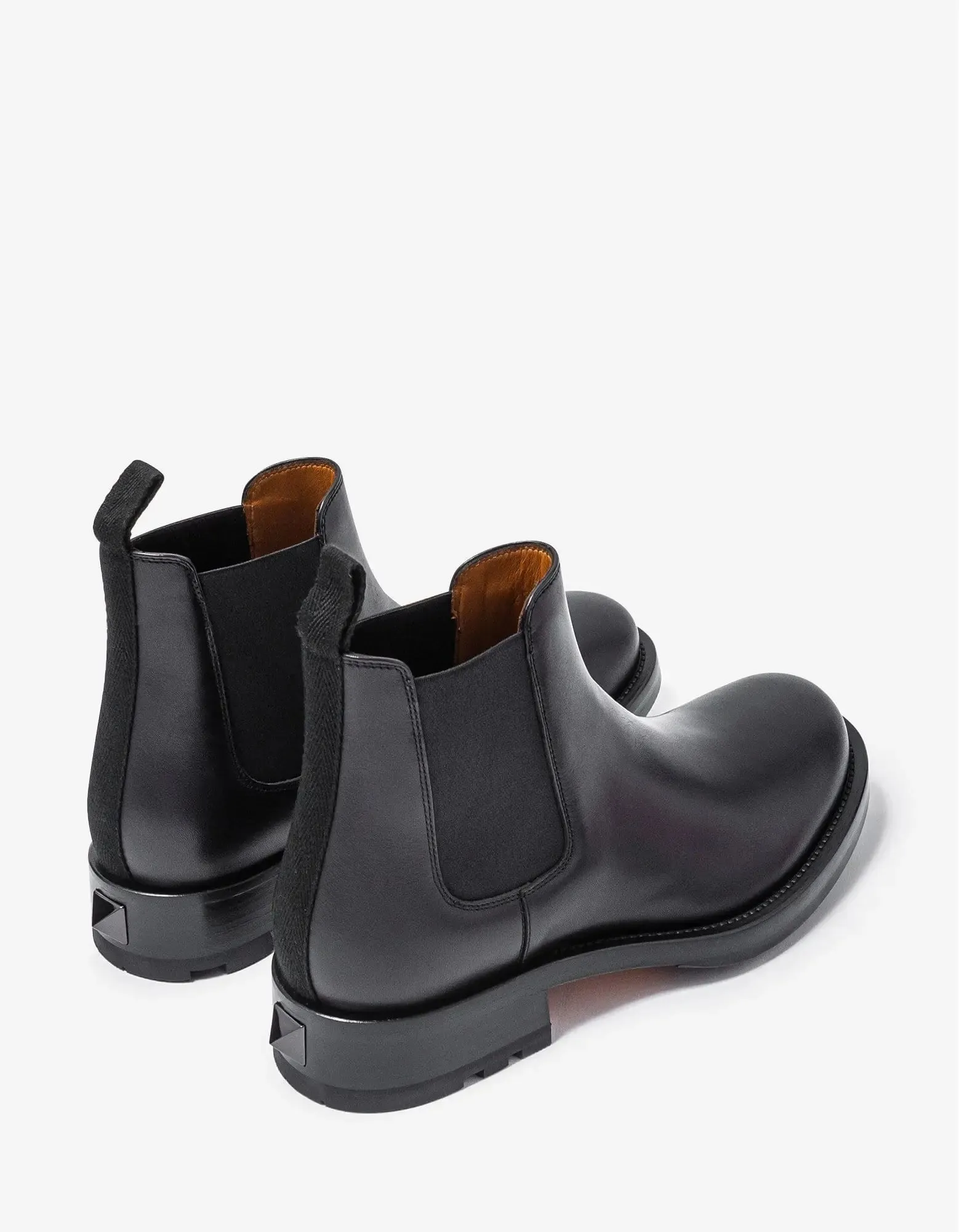 Valentino Black Roman Stud Leather Ankle Boots