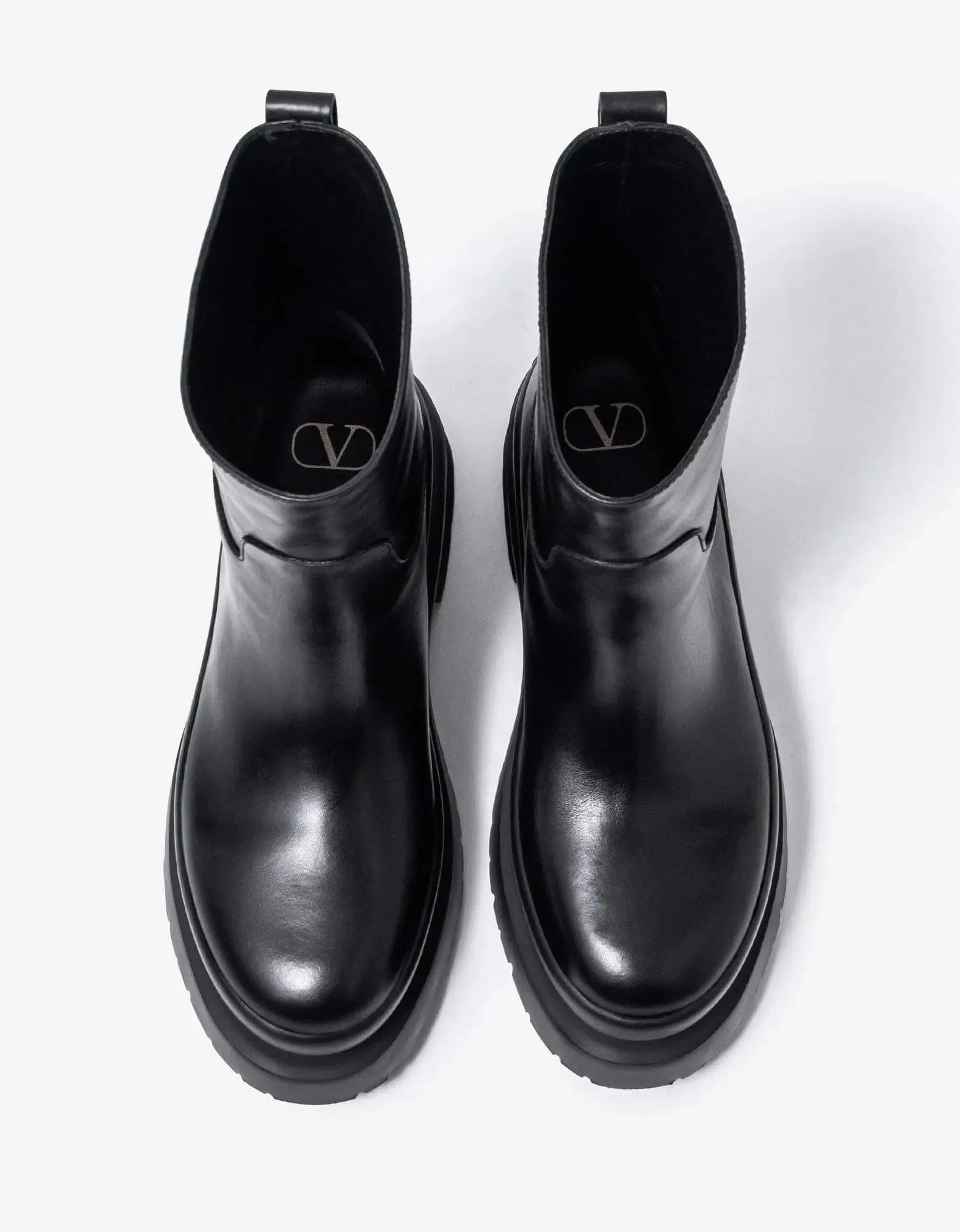 Valentino Black Roman Stud Leather Chelsea Boots