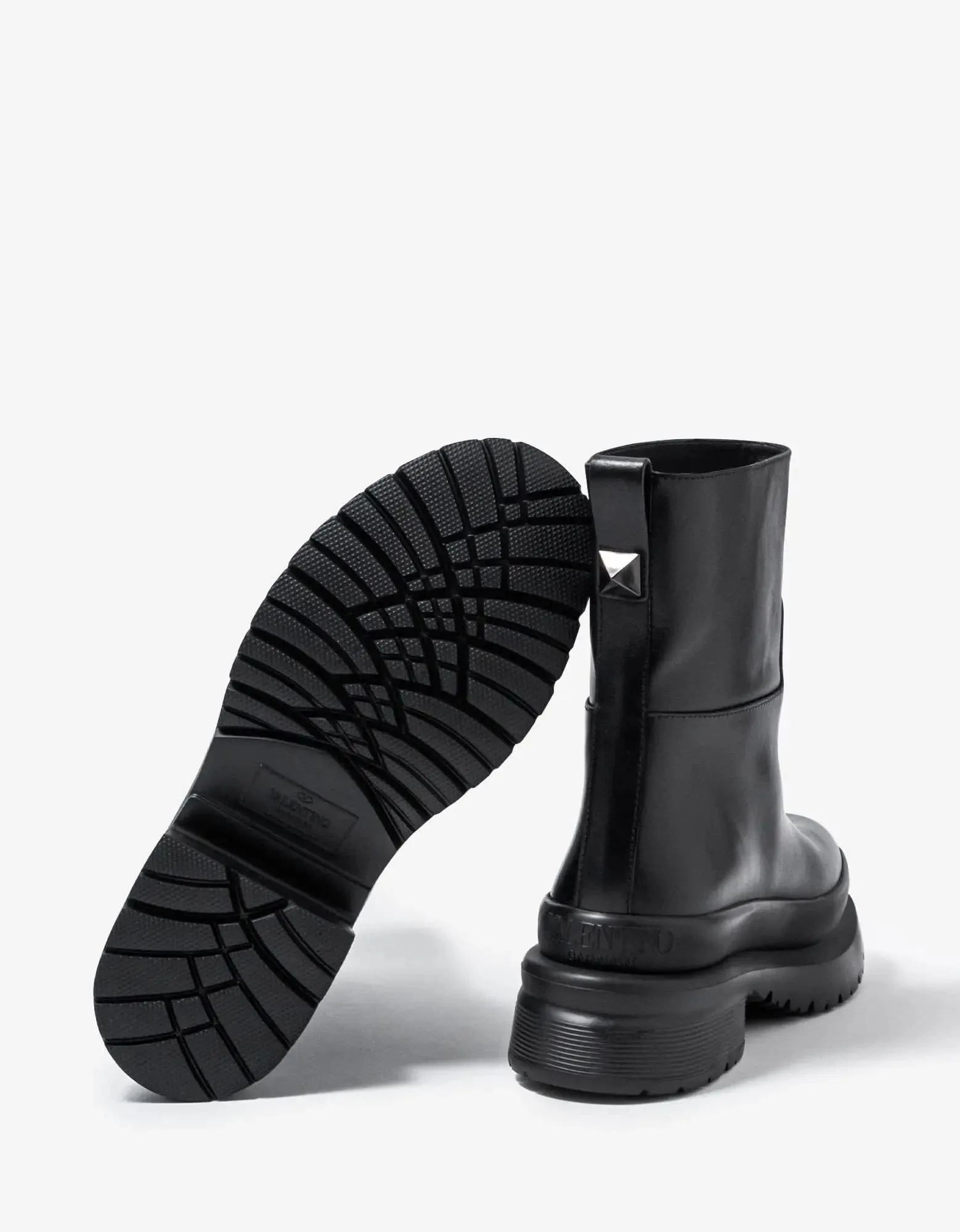 Valentino Black Roman Stud Leather Chelsea Boots