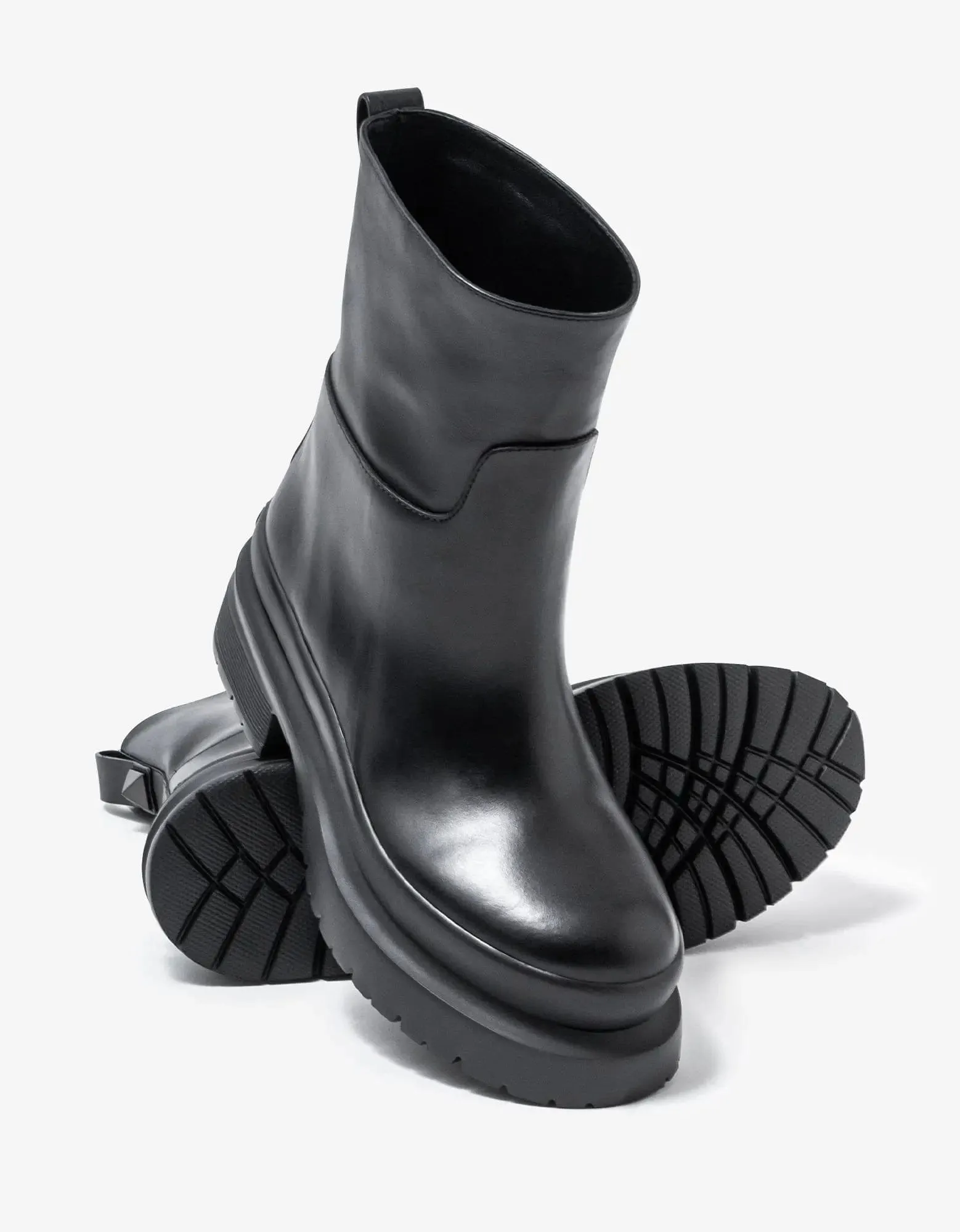 Valentino Black Roman Stud Leather Chelsea Boots
