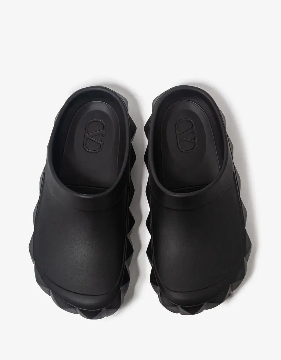 Valentino Black Roman Stud Turtle Clog
