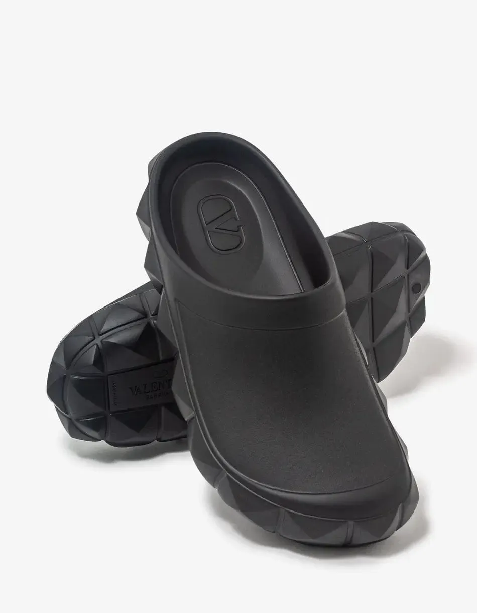 Valentino Black Roman Stud Turtle Clog