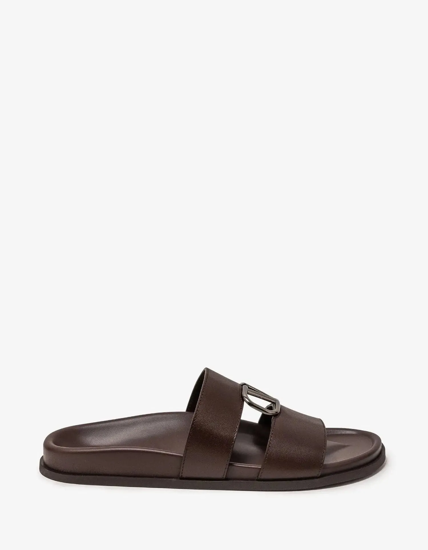 Valentino Brown VLogo Slide Sandals