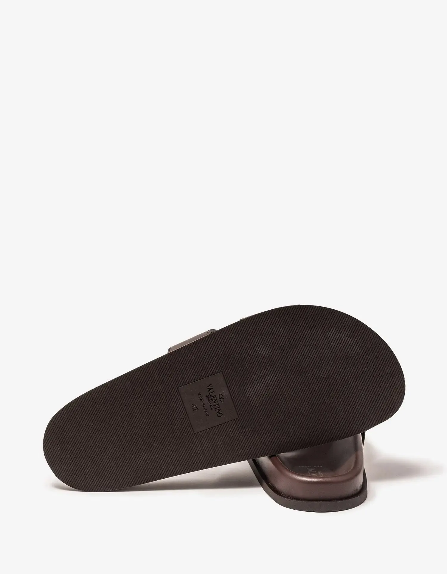 Valentino Brown VLogo Slide Sandals