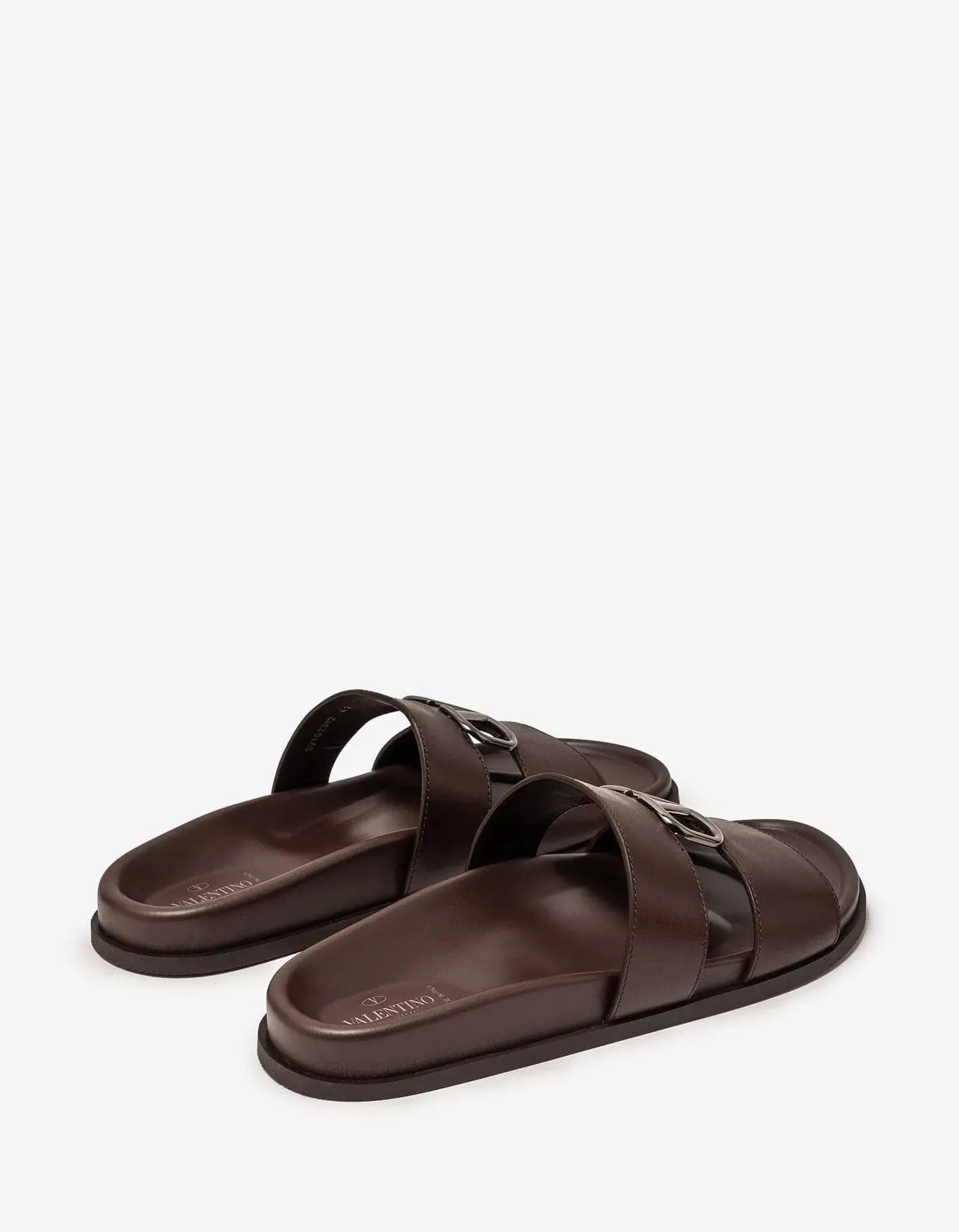 Valentino Brown VLogo Slide Sandals