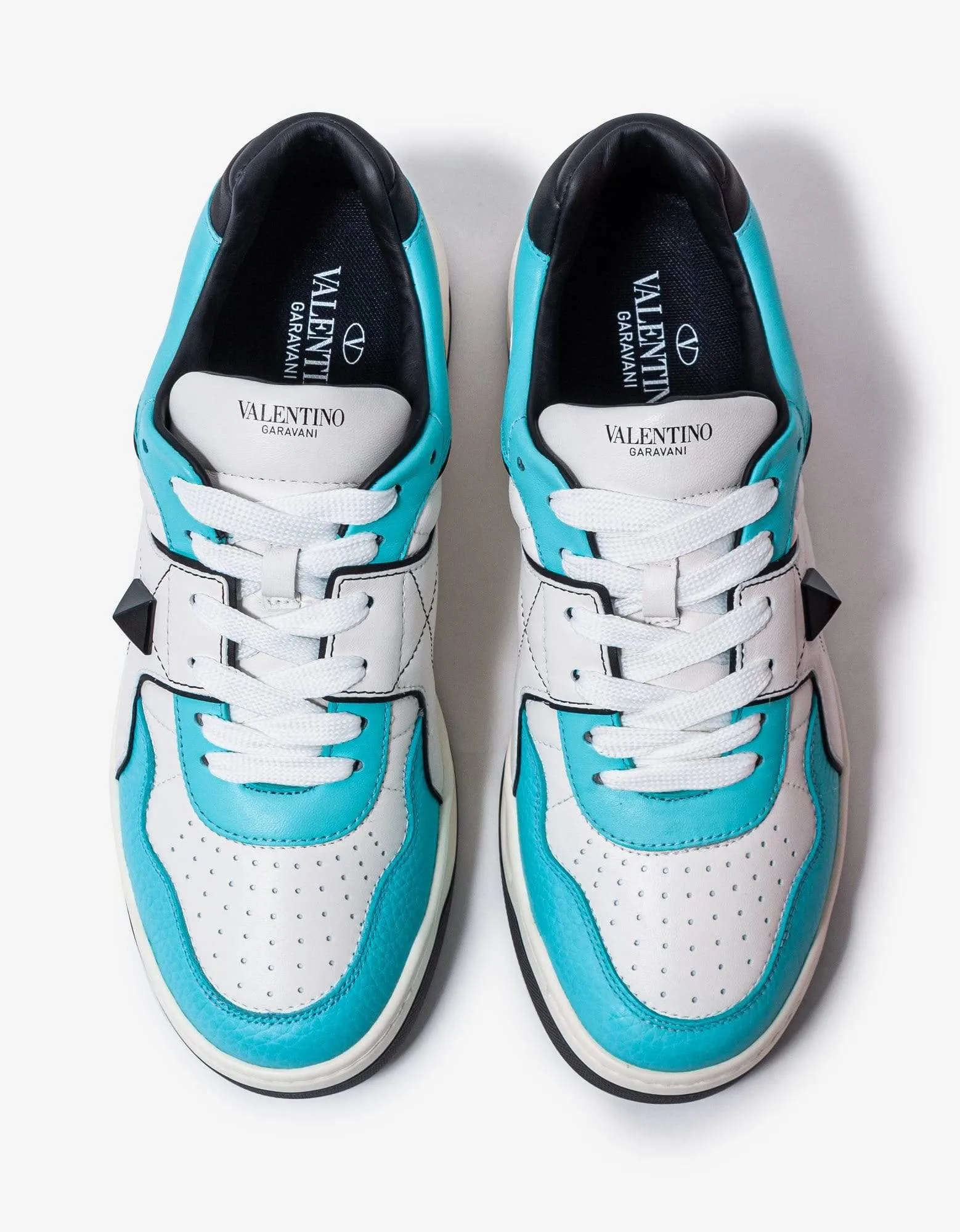 Valentino White & Blue One Stud Trainers