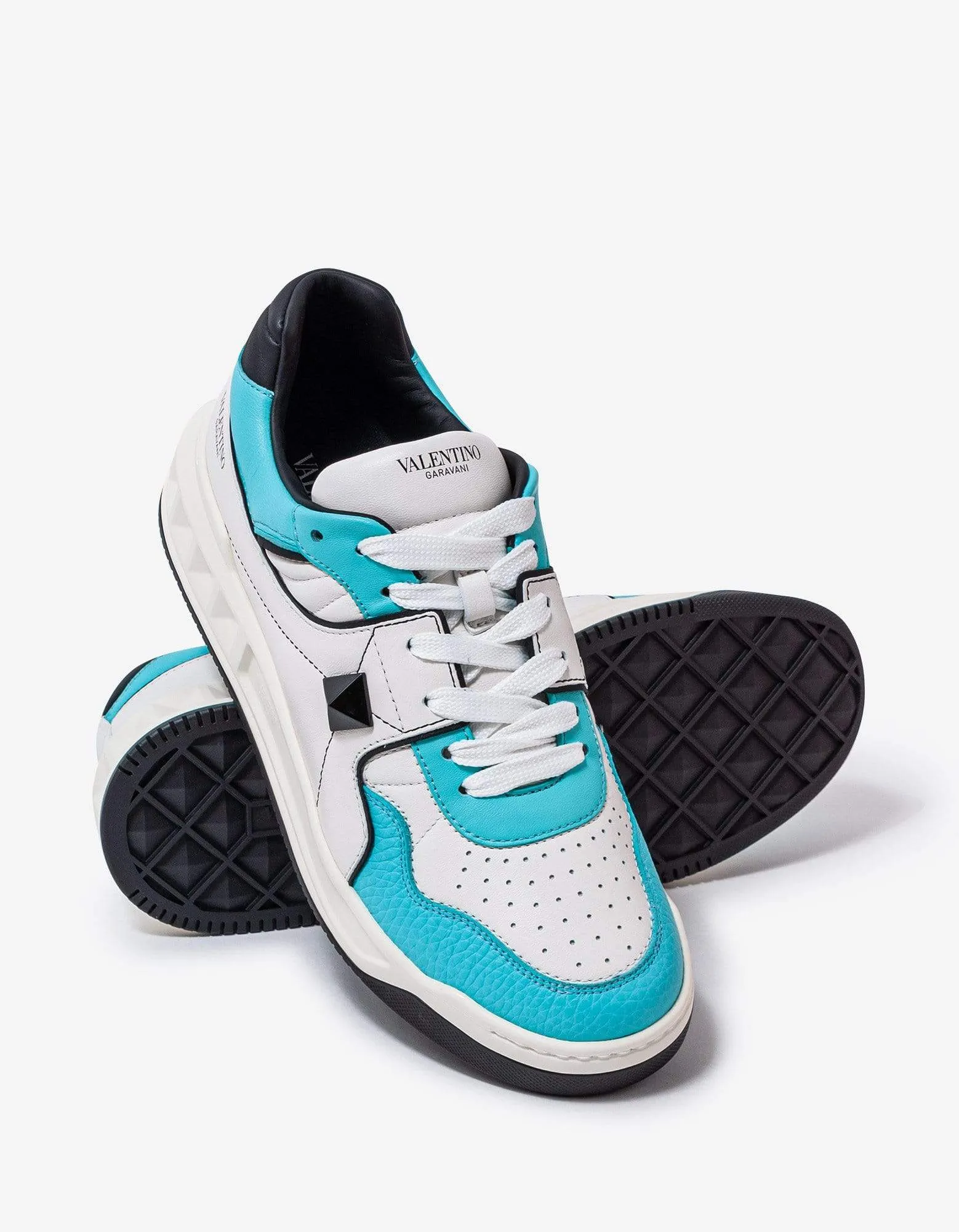 Valentino White & Blue One Stud Trainers