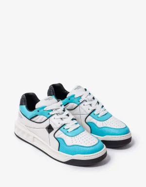 Valentino White & Blue One Stud Trainers