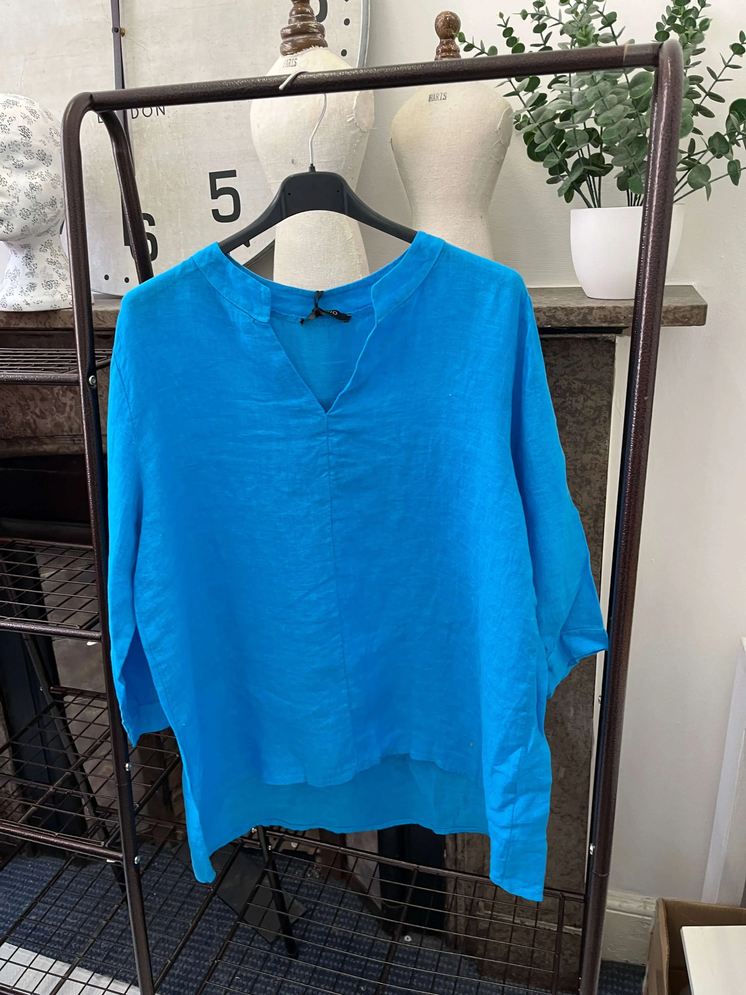 Venice Linen Grandad Collar Shirt