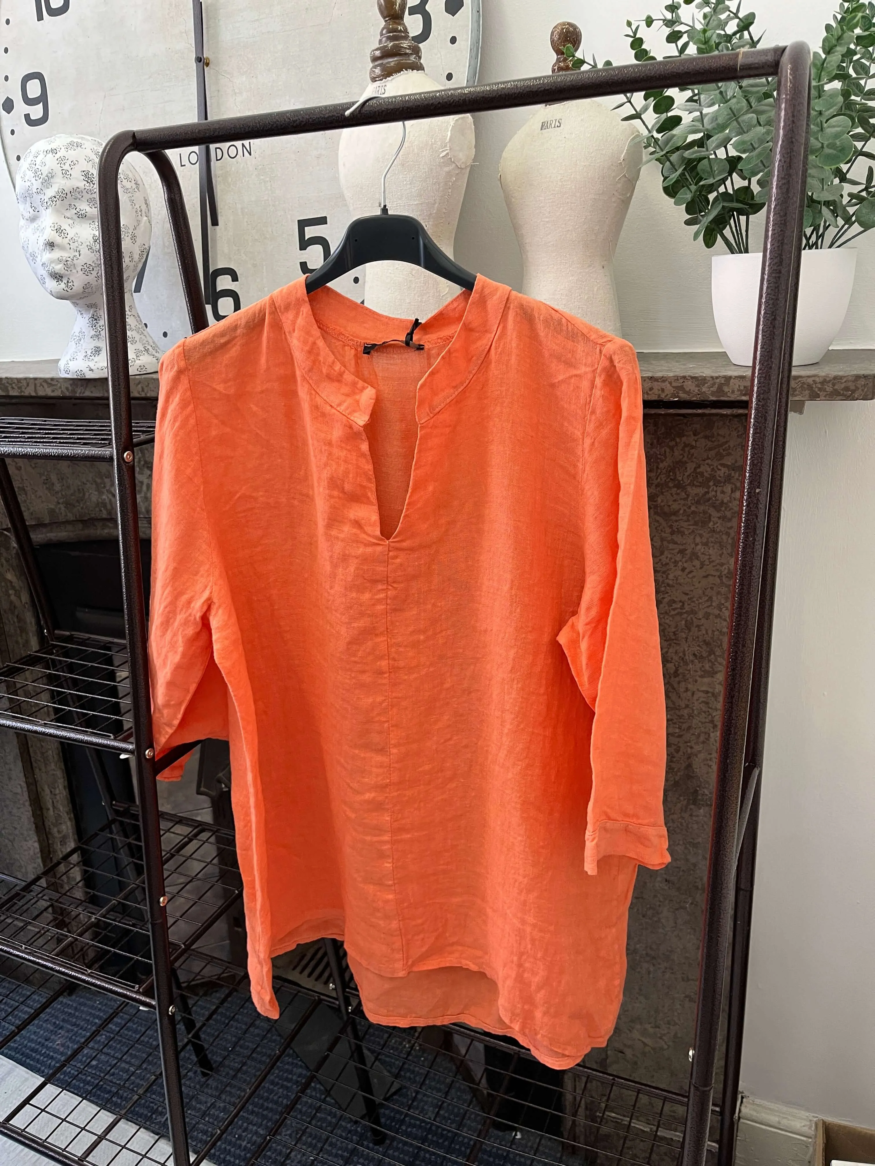 Venice Linen Grandad Collar Shirt