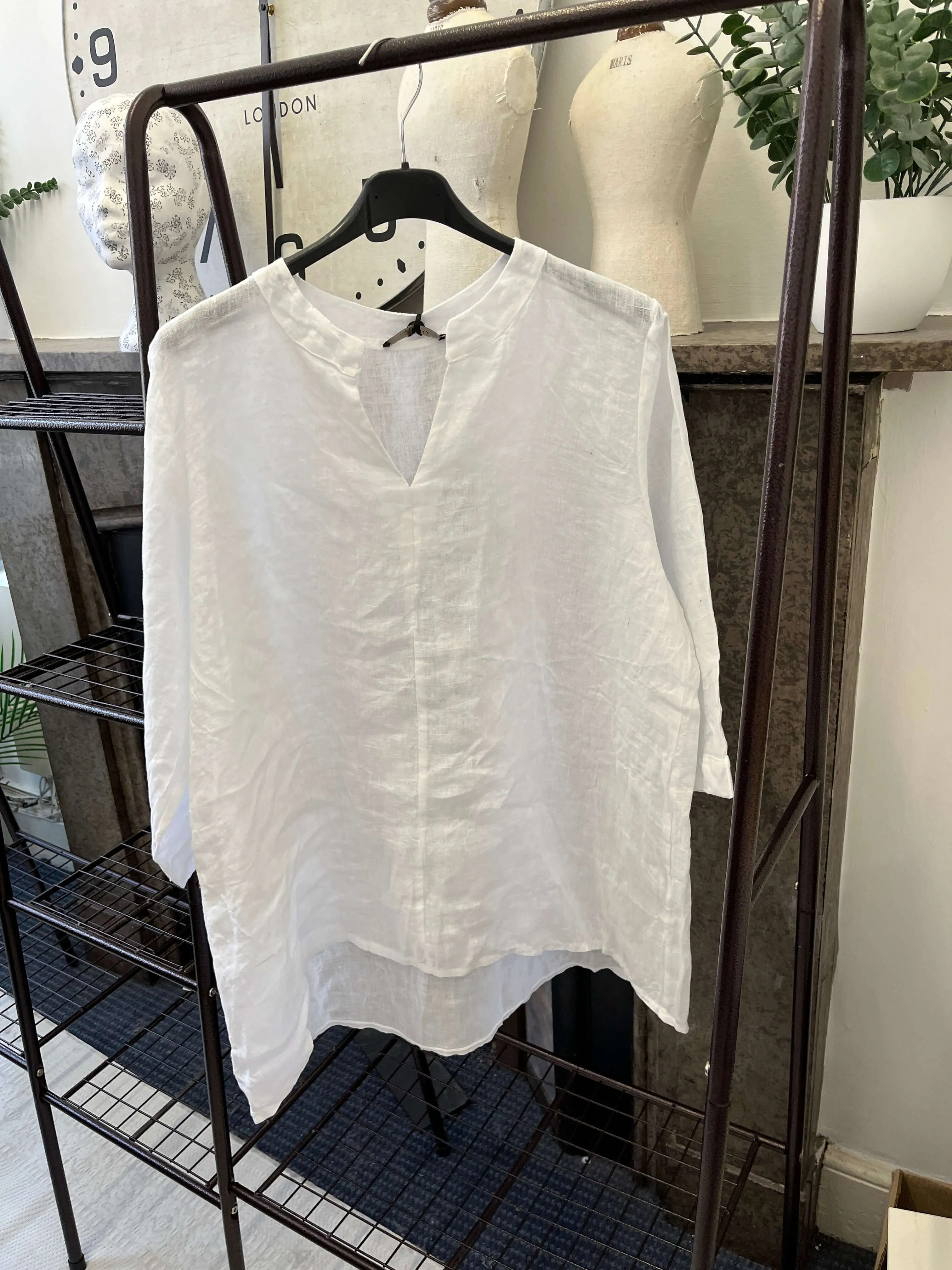 Venice Linen Grandad Collar Shirt