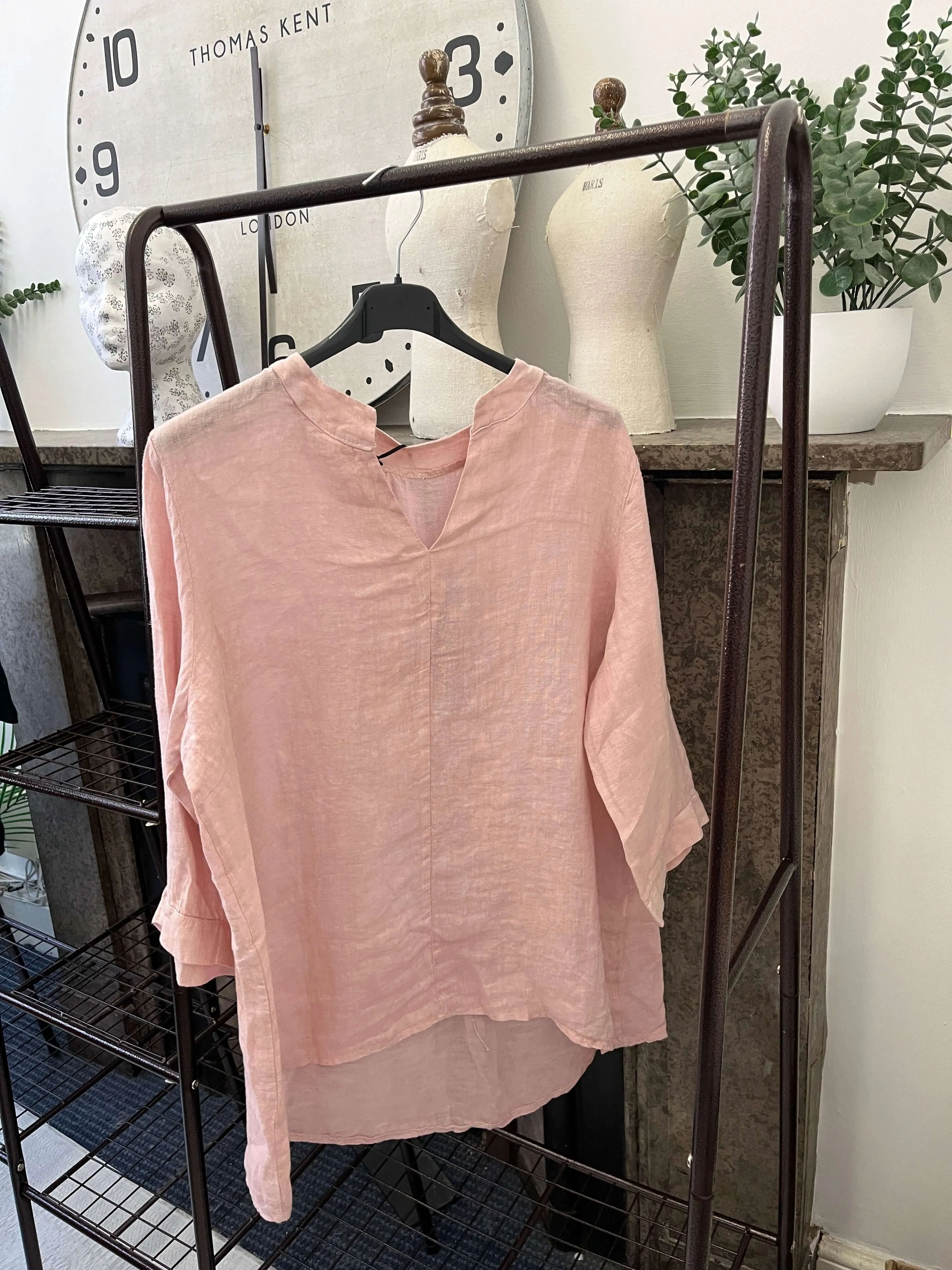 Venice Linen Grandad Collar Shirt