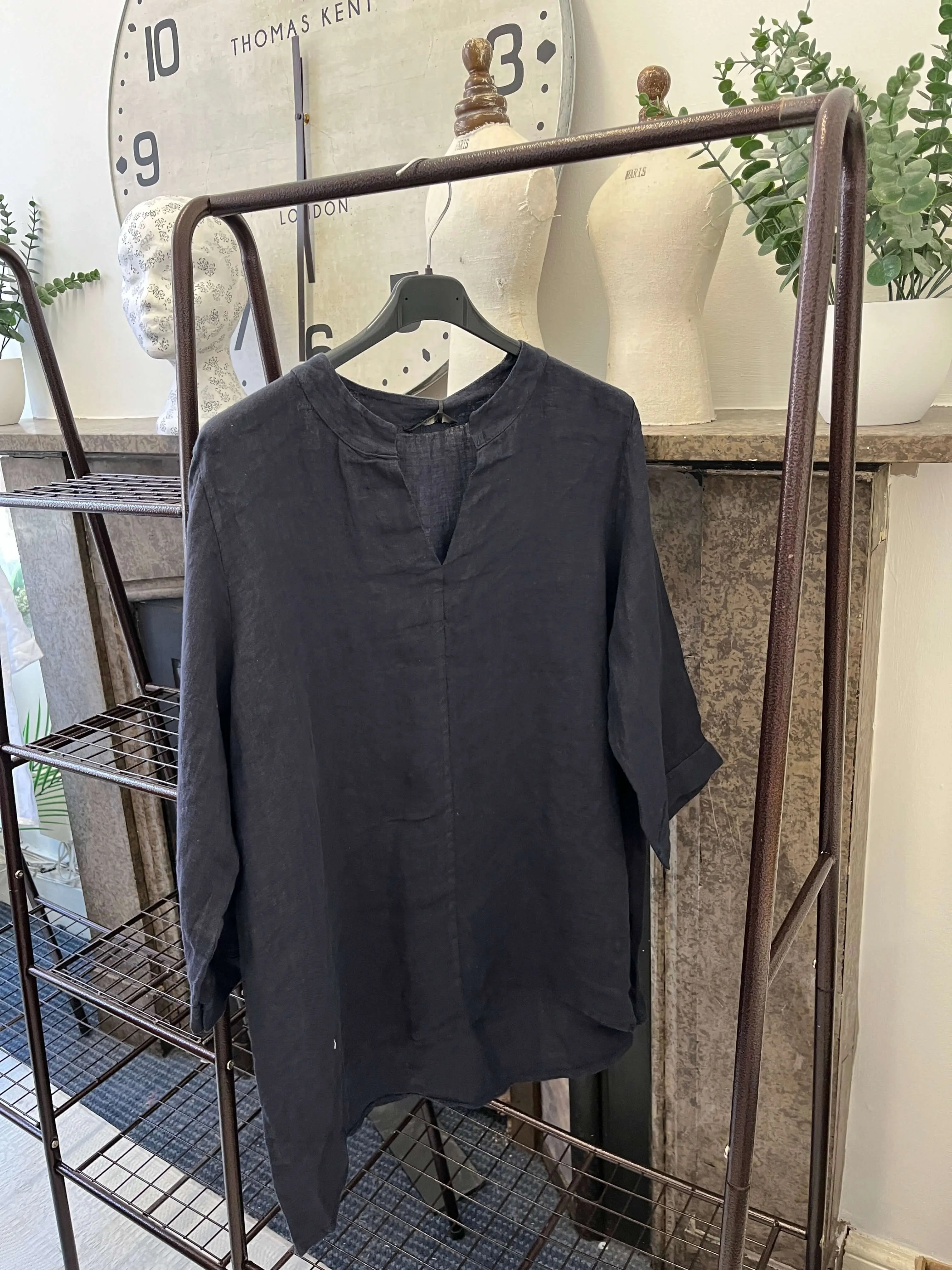 Venice Linen Grandad Collar Shirt