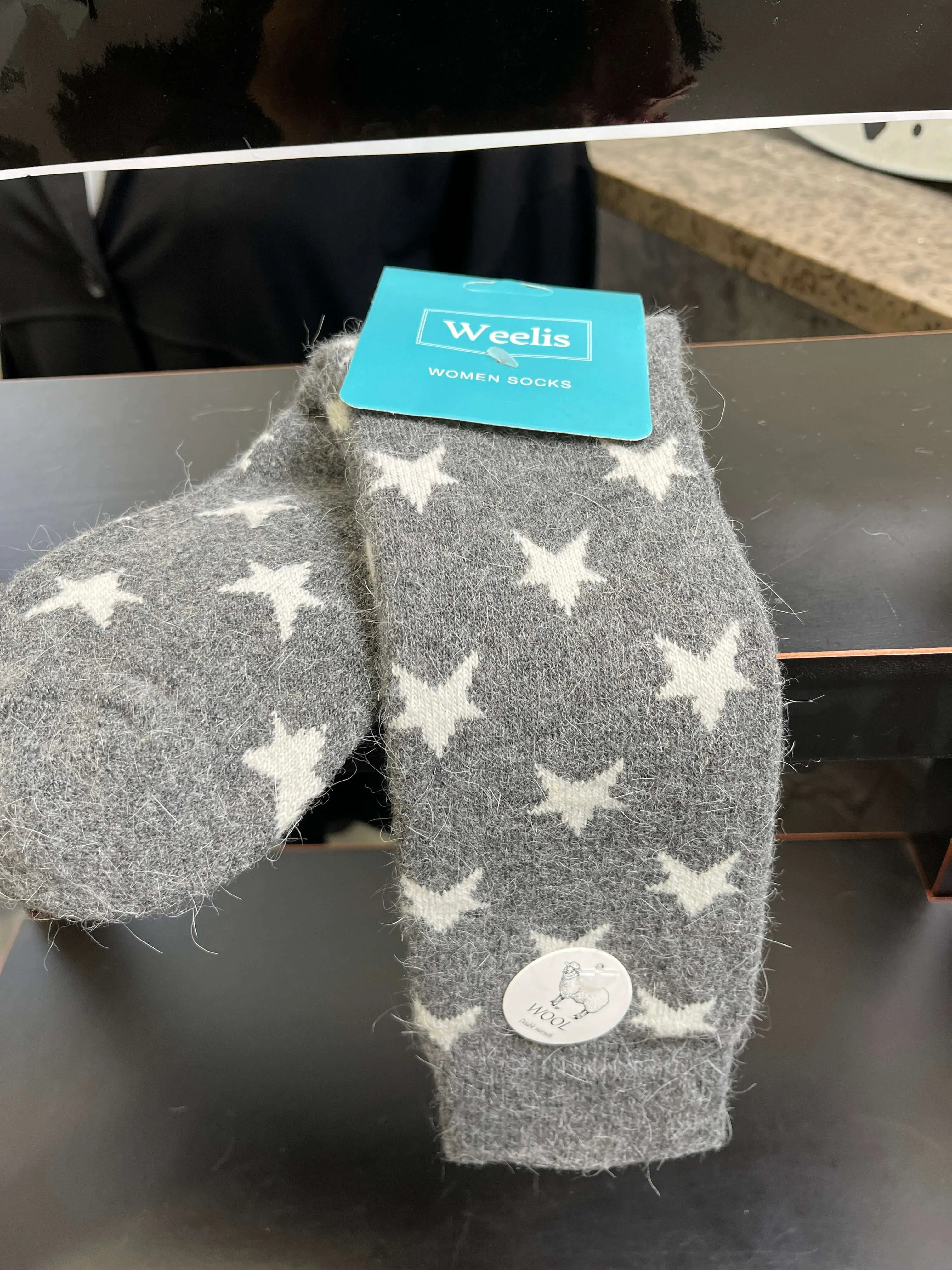 Weelis Wool Mix Womens Long Star Socks