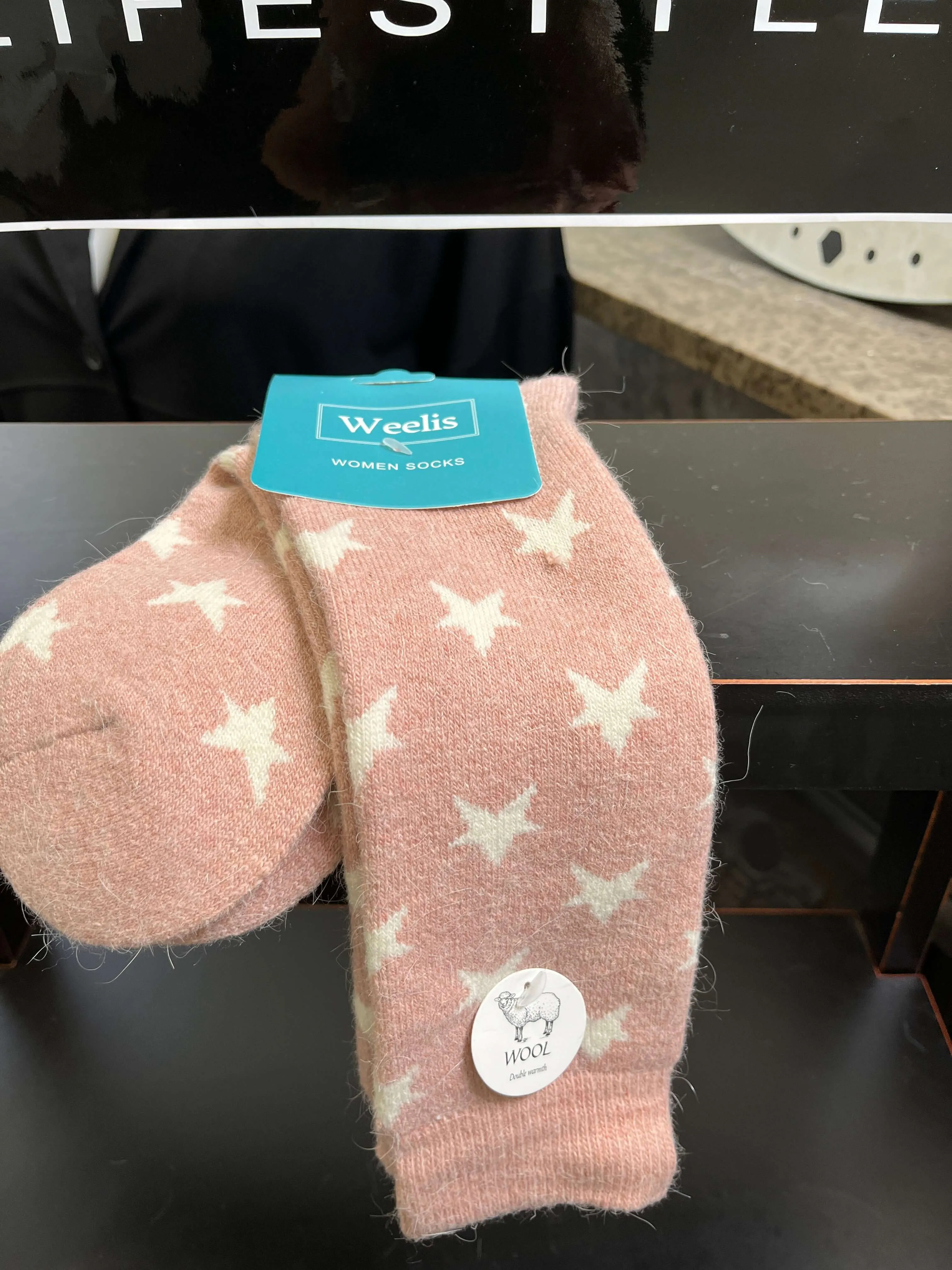 Weelis Wool Mix Womens Long Star Socks