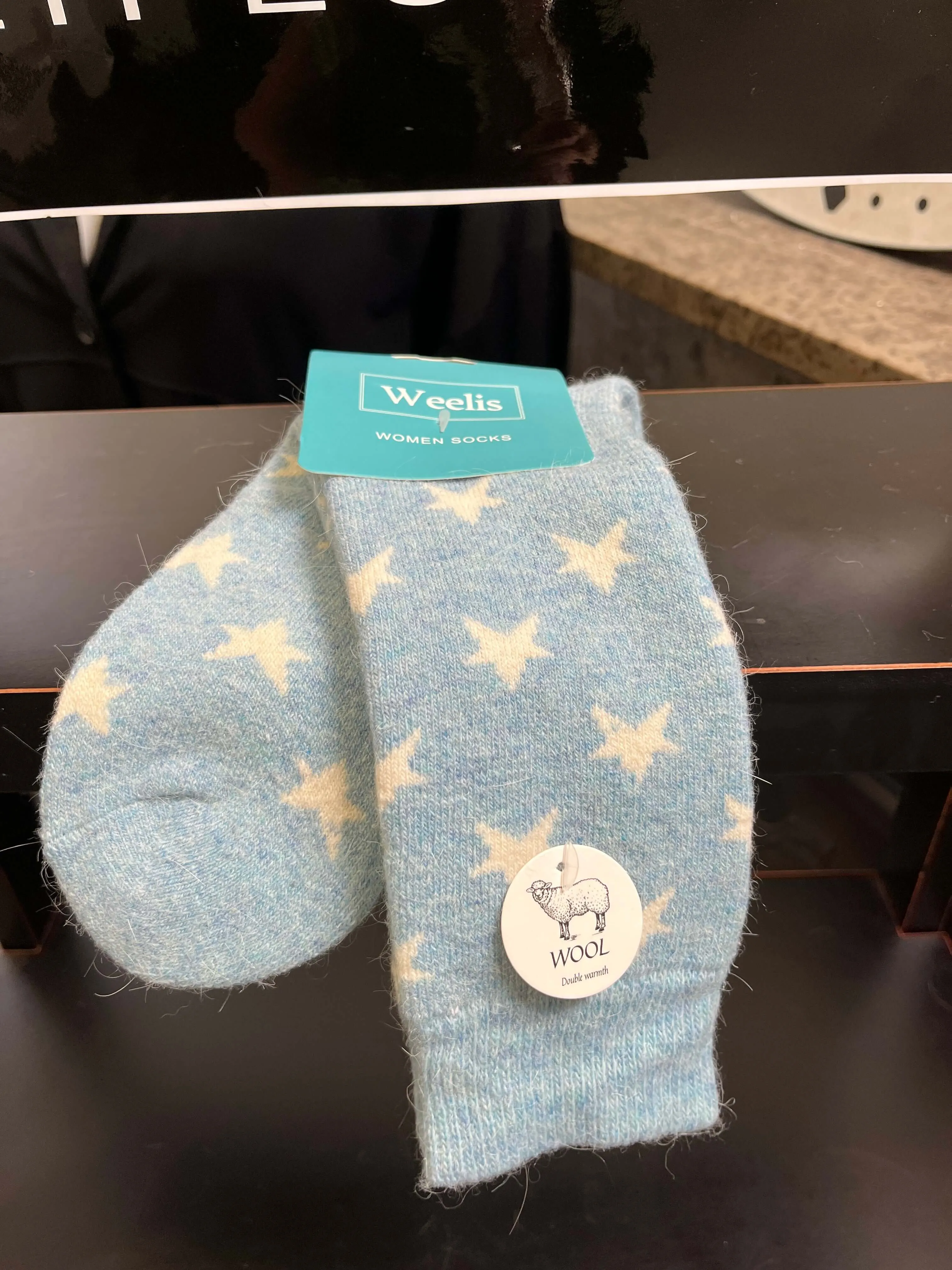 Weelis Wool Mix Womens Long Star Socks
