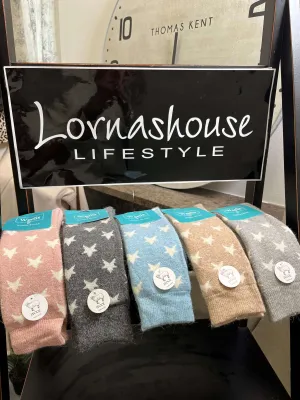 Weelis Wool Mix Womens Long Star Socks