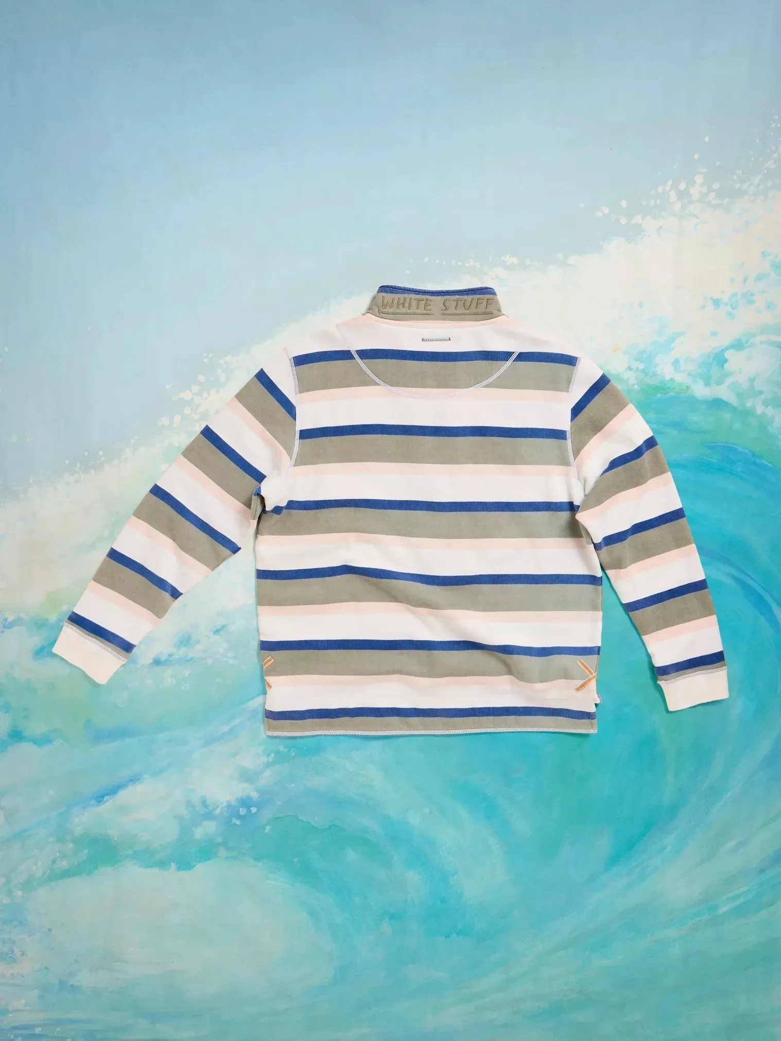 White Stuff Rewind Stripe Half Zip Sweat Sweater