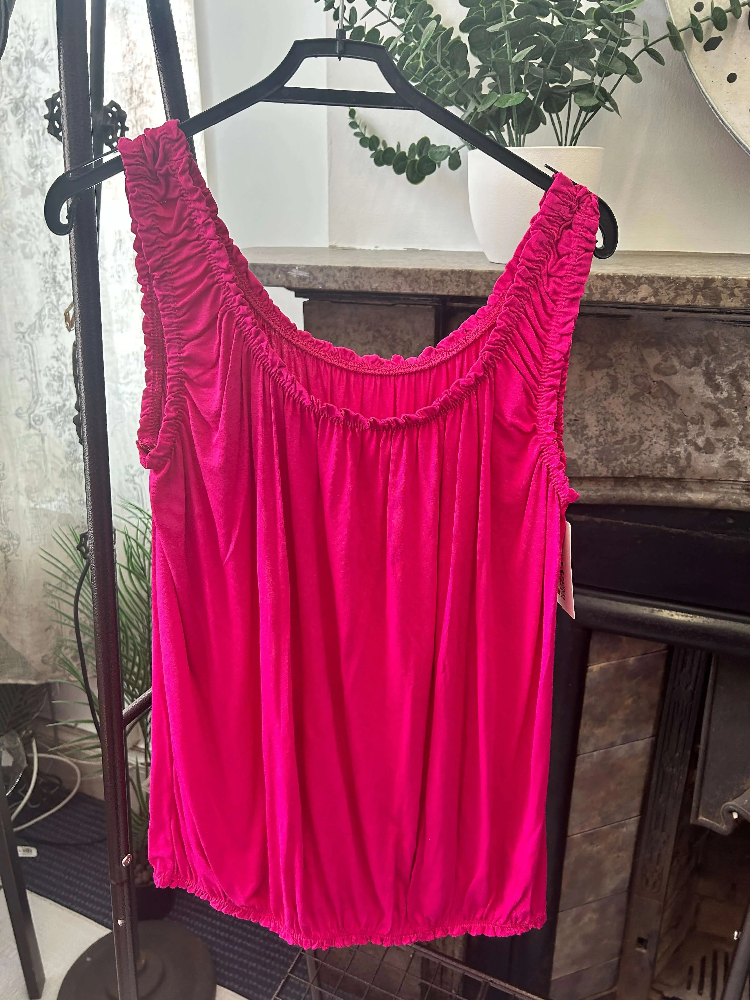 Womens bubble hem Ruffle Vest Top