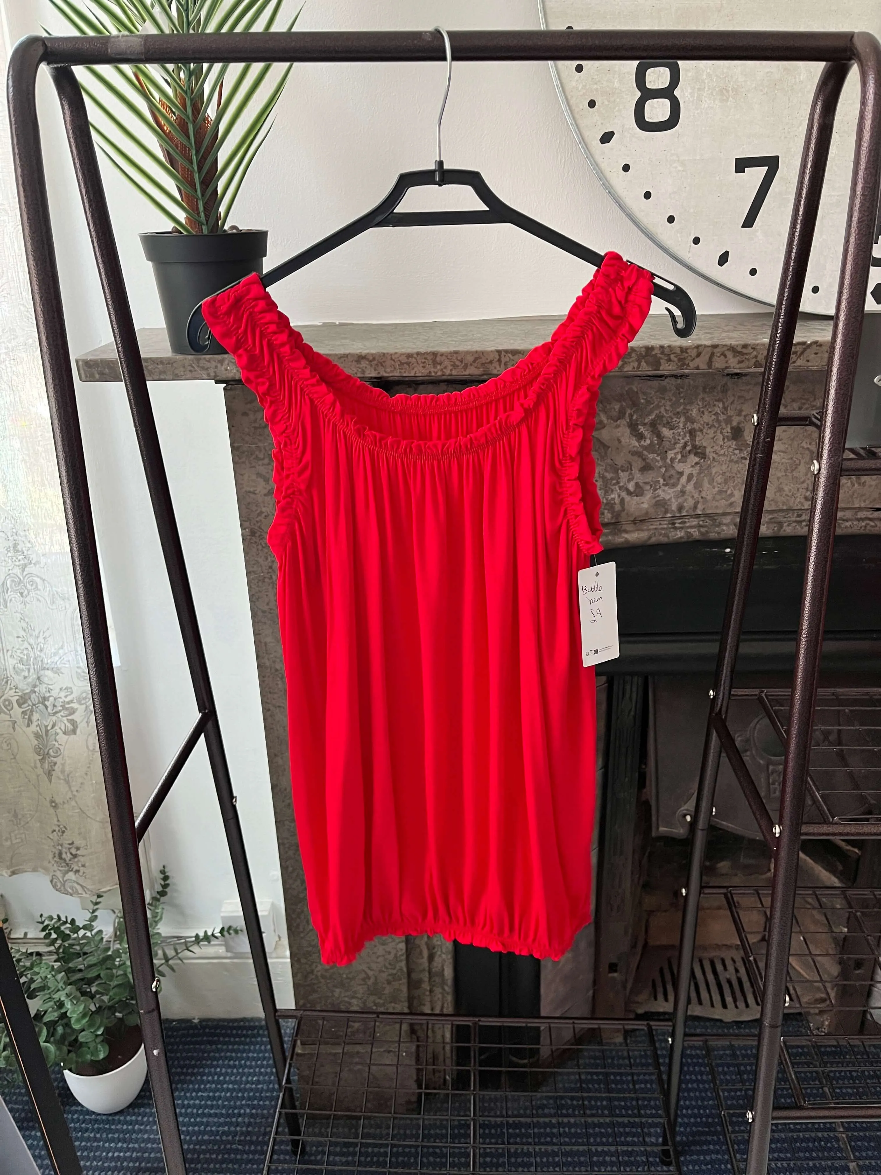 Womens bubble hem Ruffle Vest Top