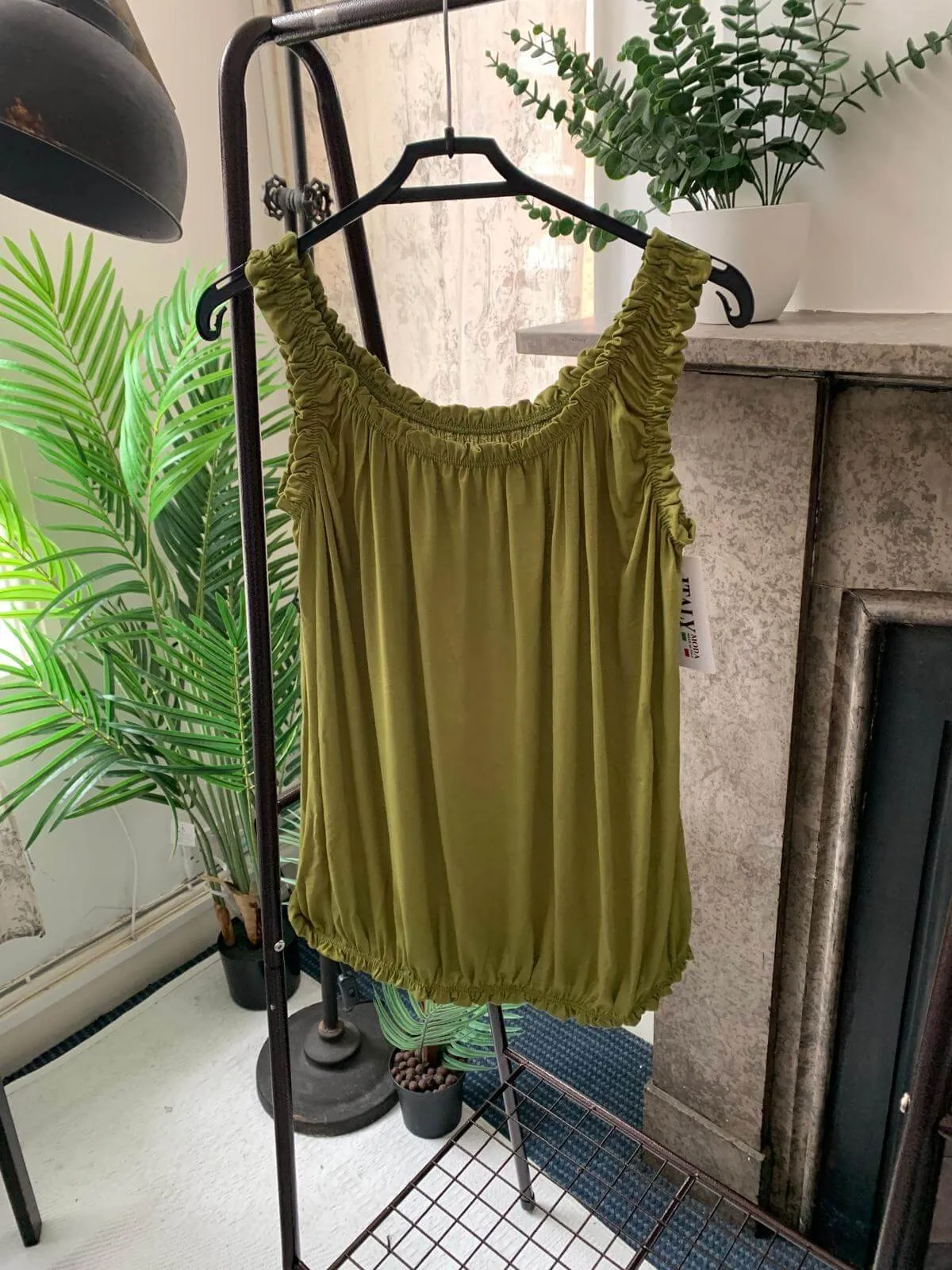 Womens bubble hem Ruffle Vest Top