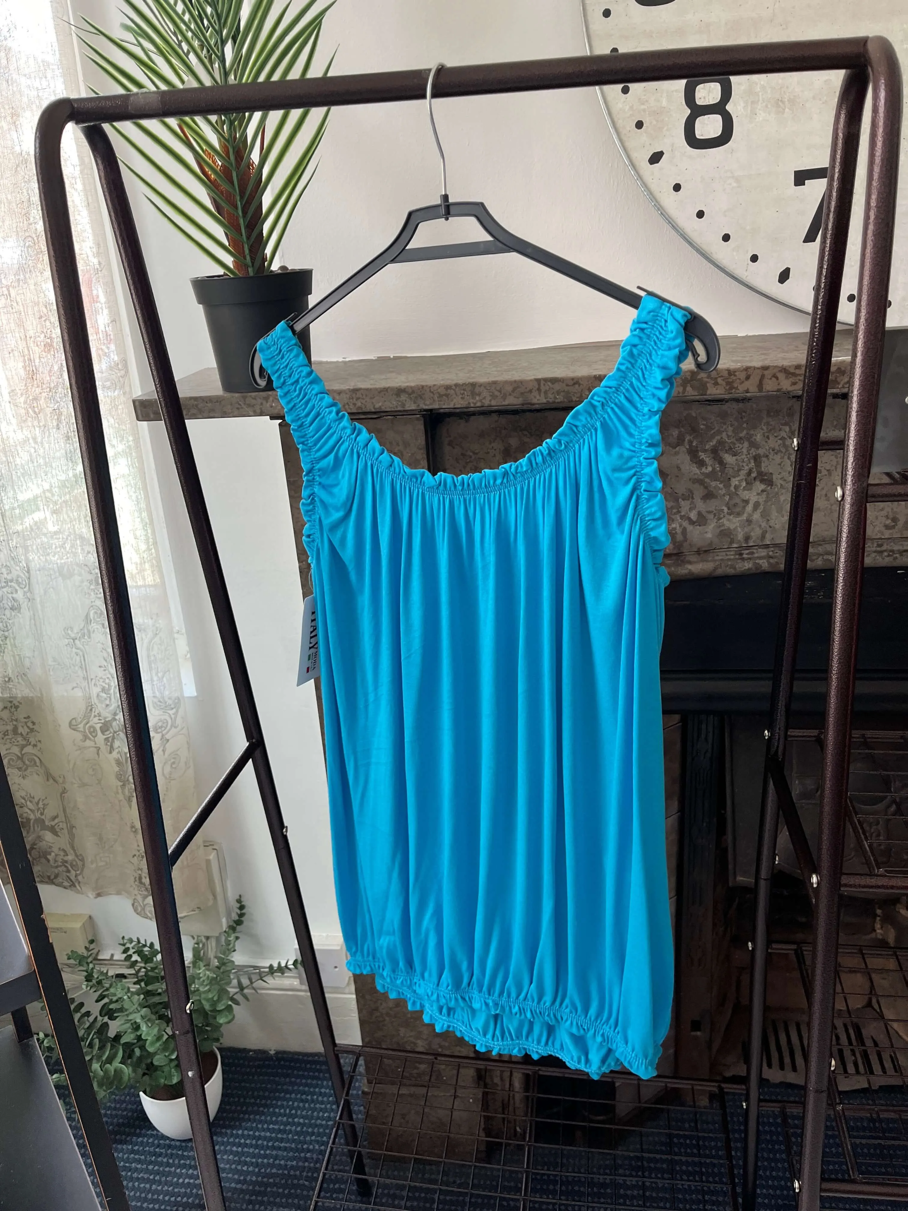 Womens bubble hem Ruffle Vest Top