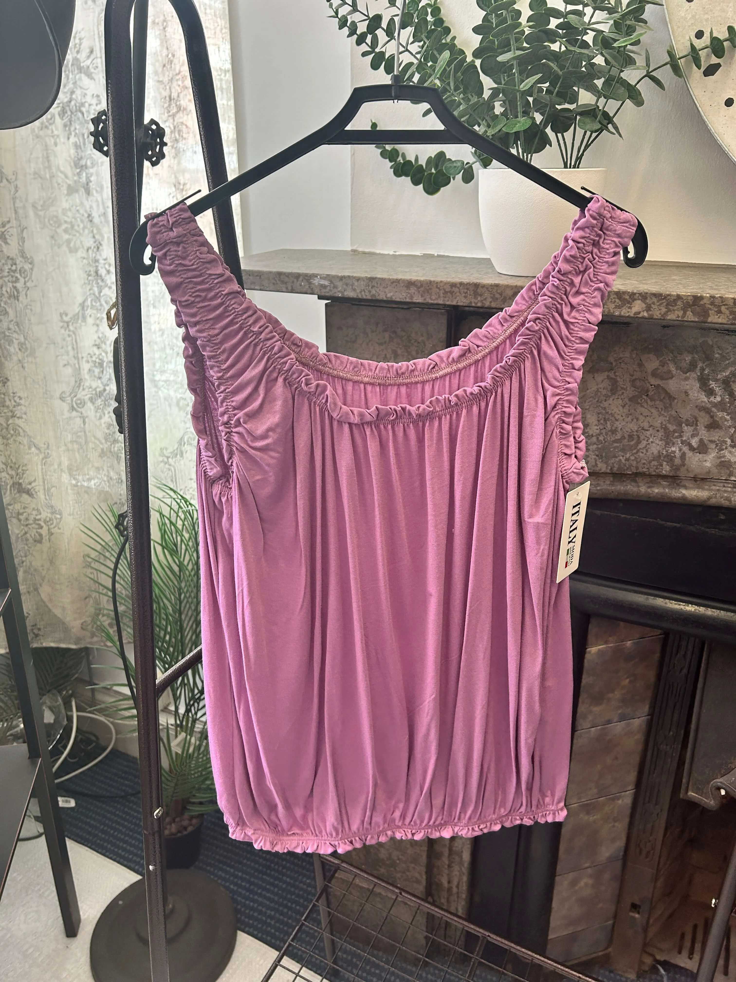 Womens bubble hem Ruffle Vest Top