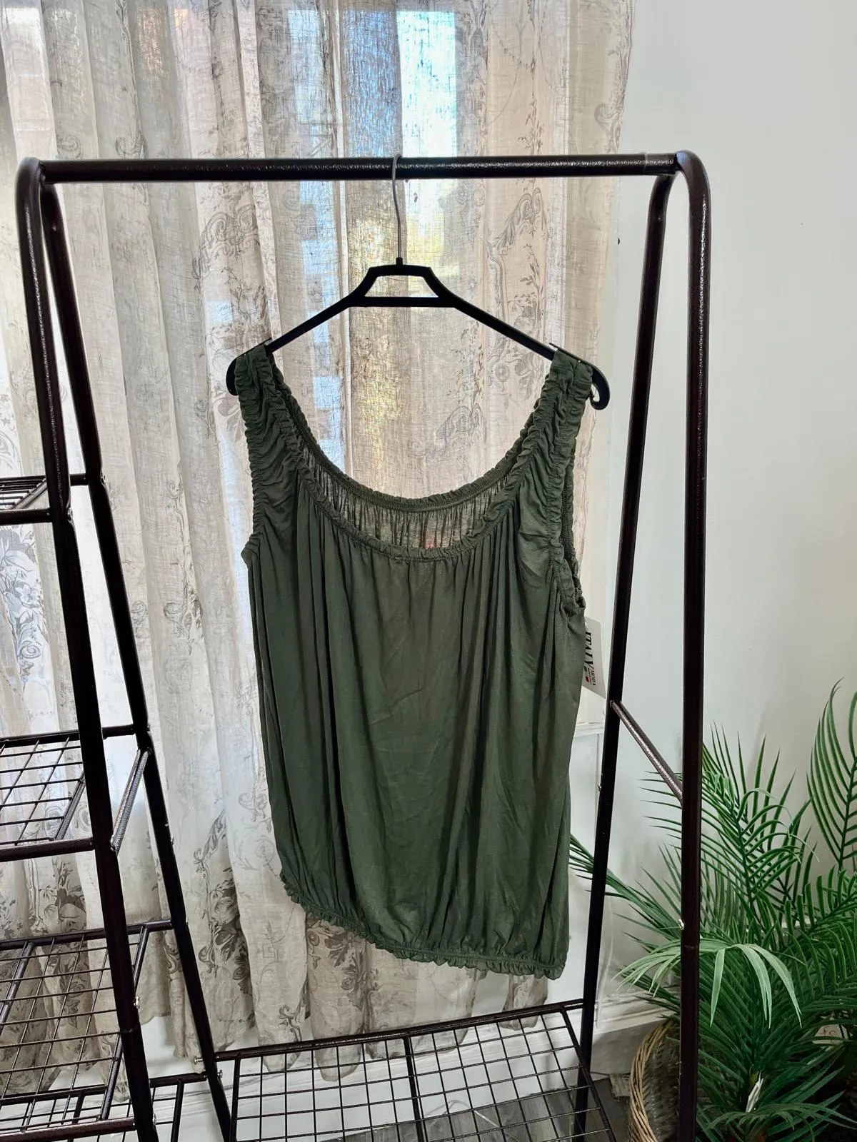 Womens bubble hem Ruffle Vest Top