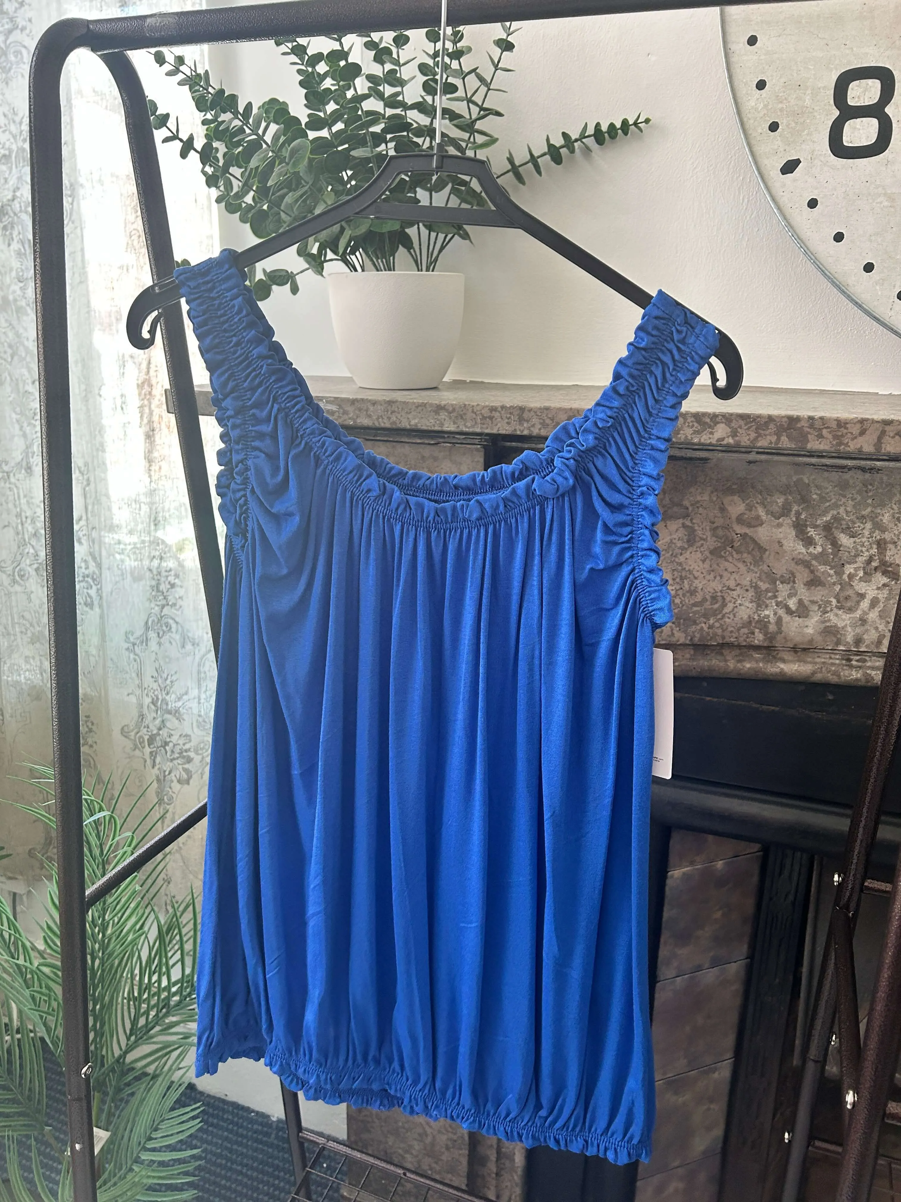 Womens bubble hem Ruffle Vest Top
