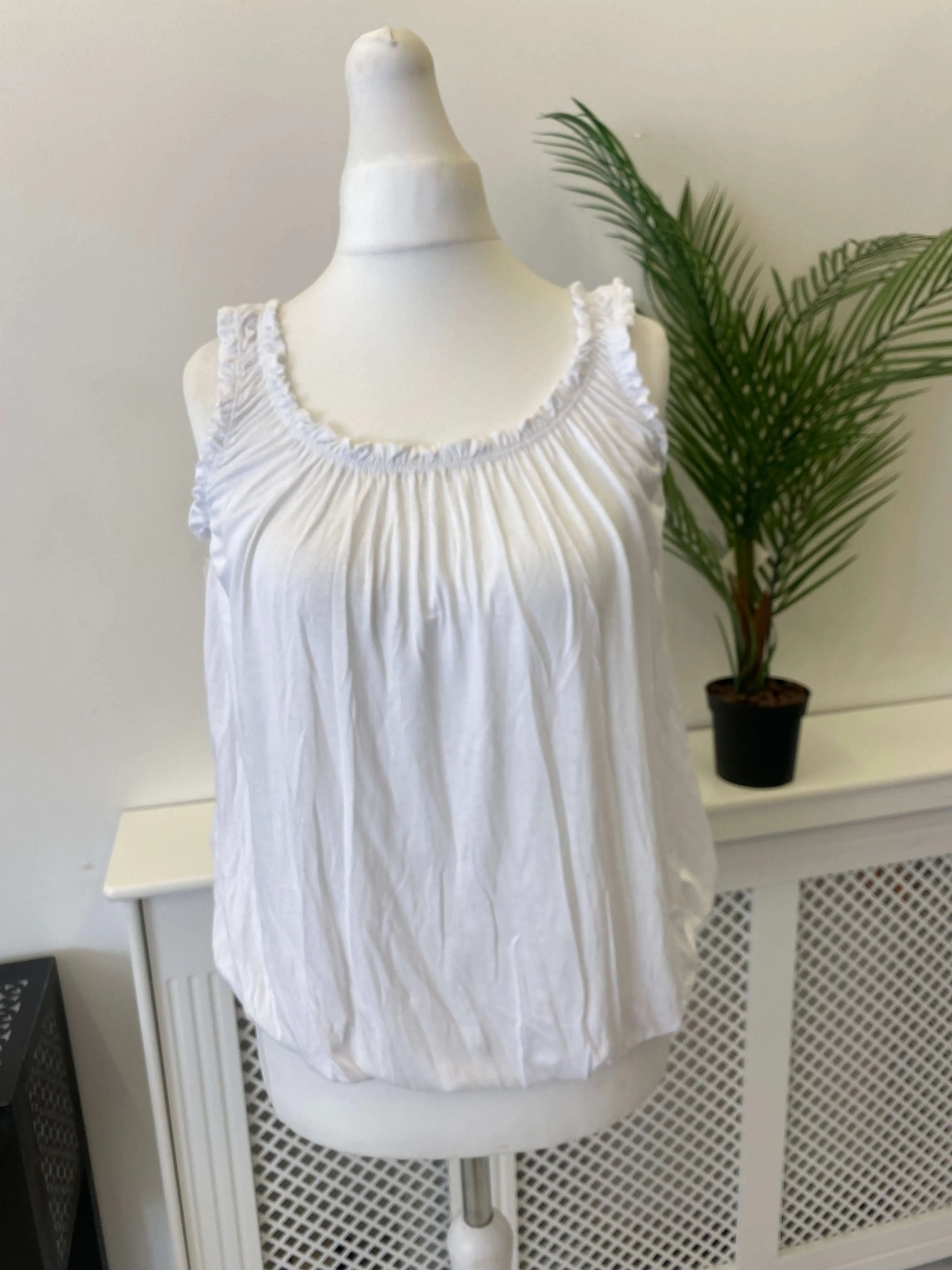 Womens bubble hem Ruffle Vest Top