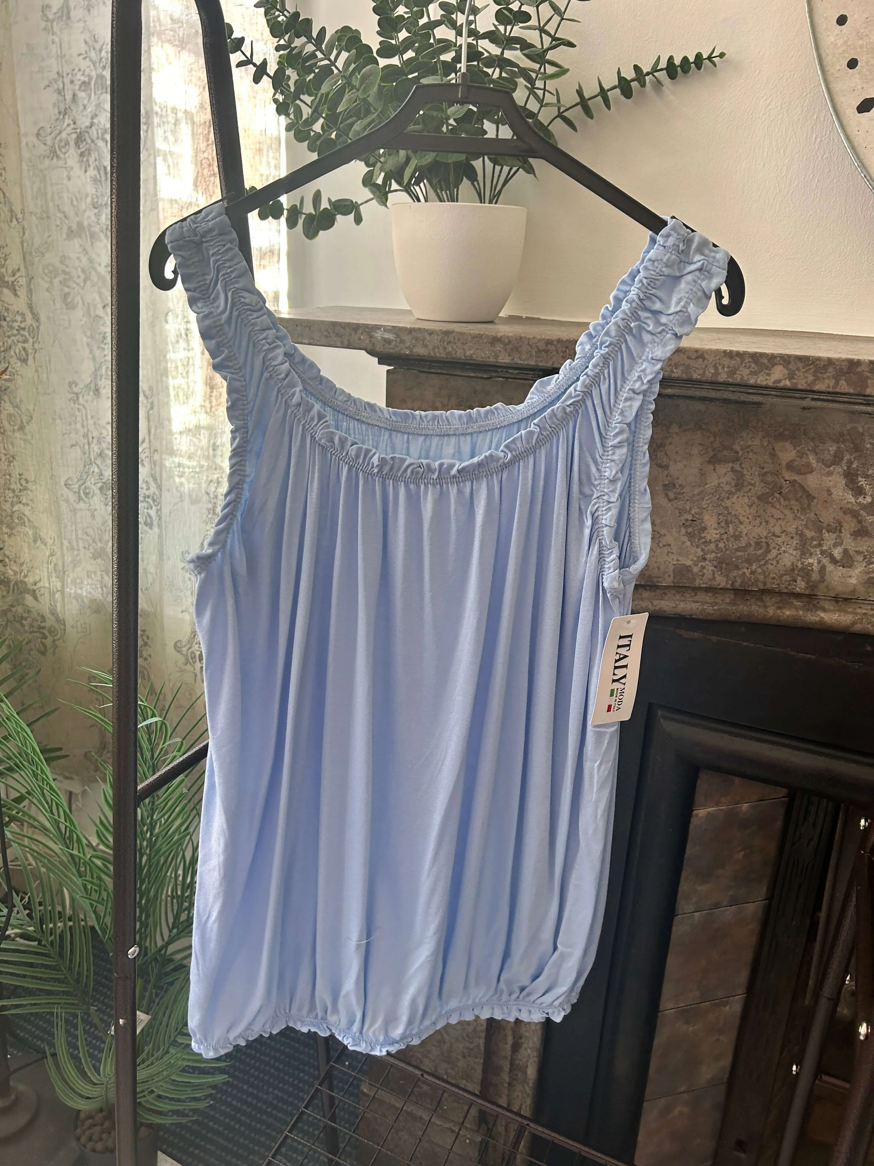 Womens bubble hem Ruffle Vest Top