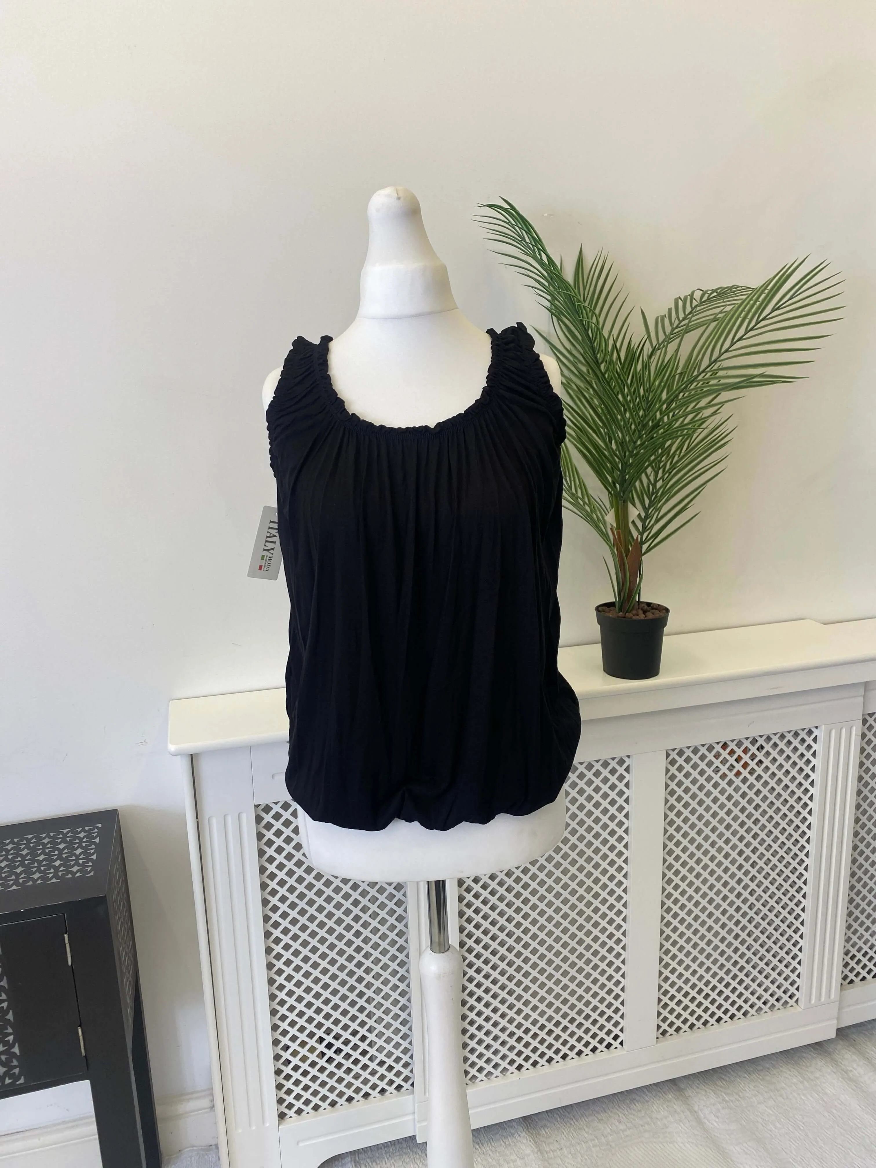 Womens bubble hem Ruffle Vest Top