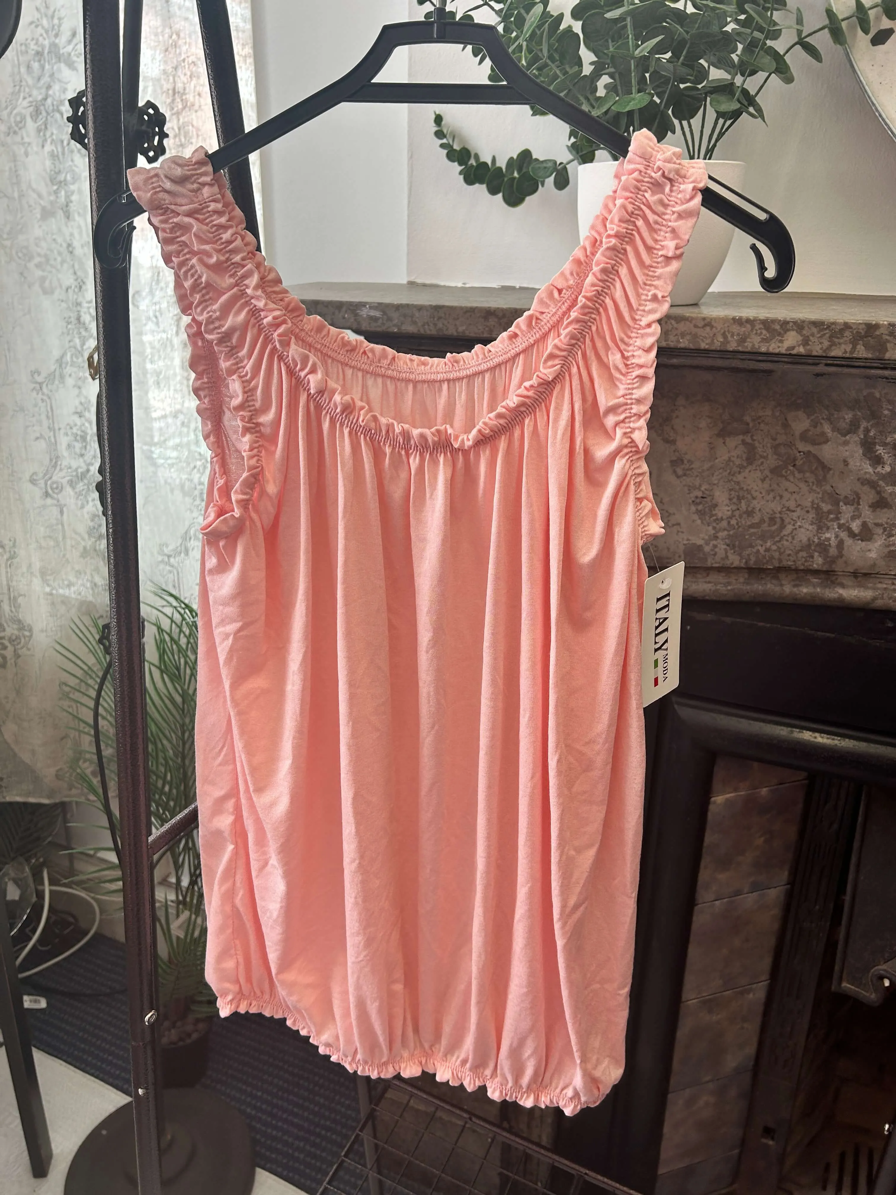 Womens bubble hem Ruffle Vest Top