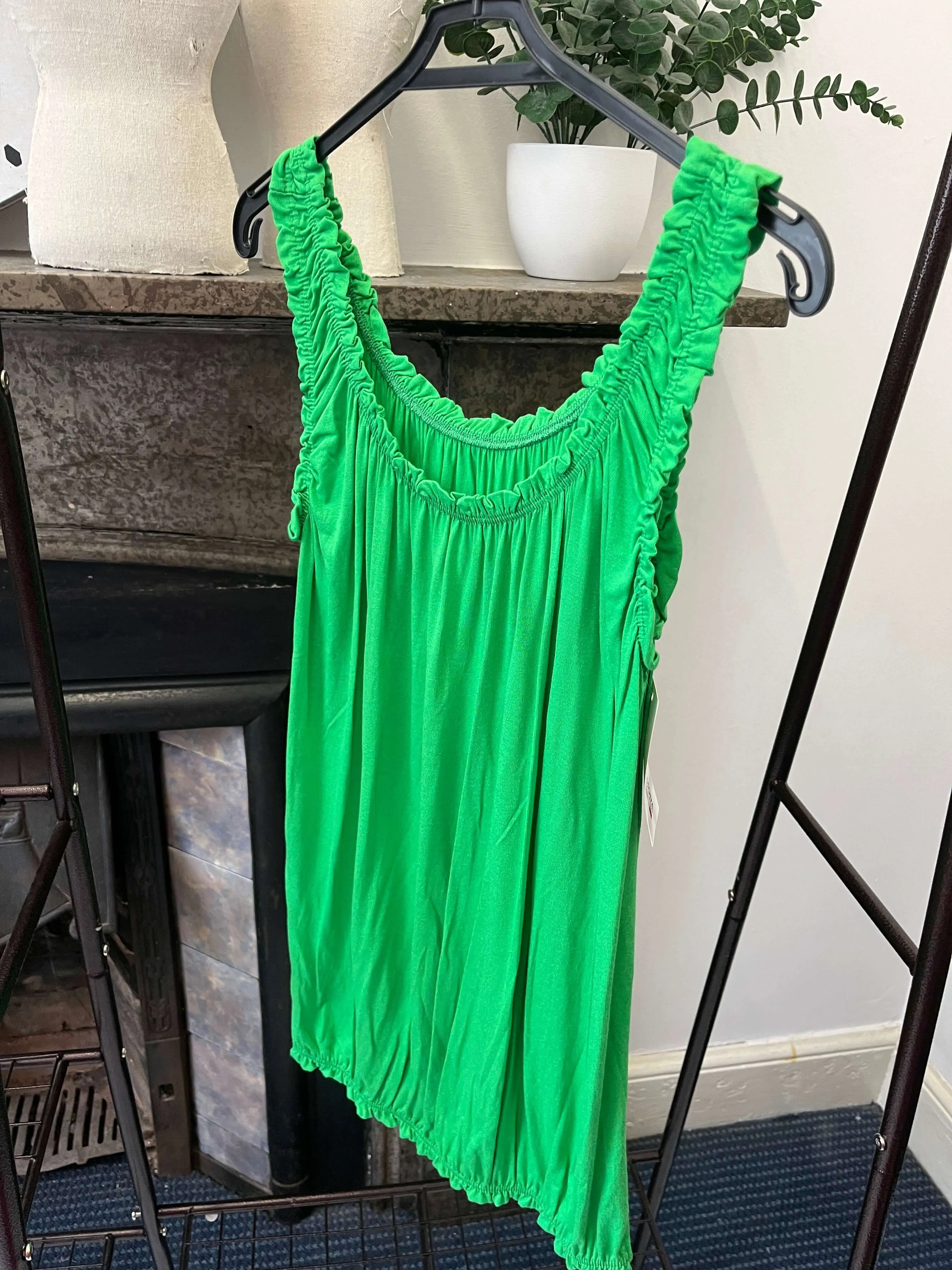 Womens bubble hem Ruffle Vest Top
