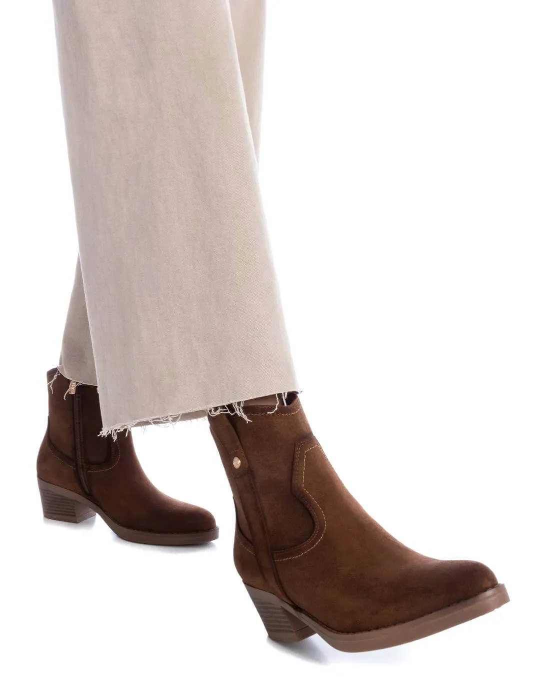 XTI Camel Ladies Microfibre Ankle Boots